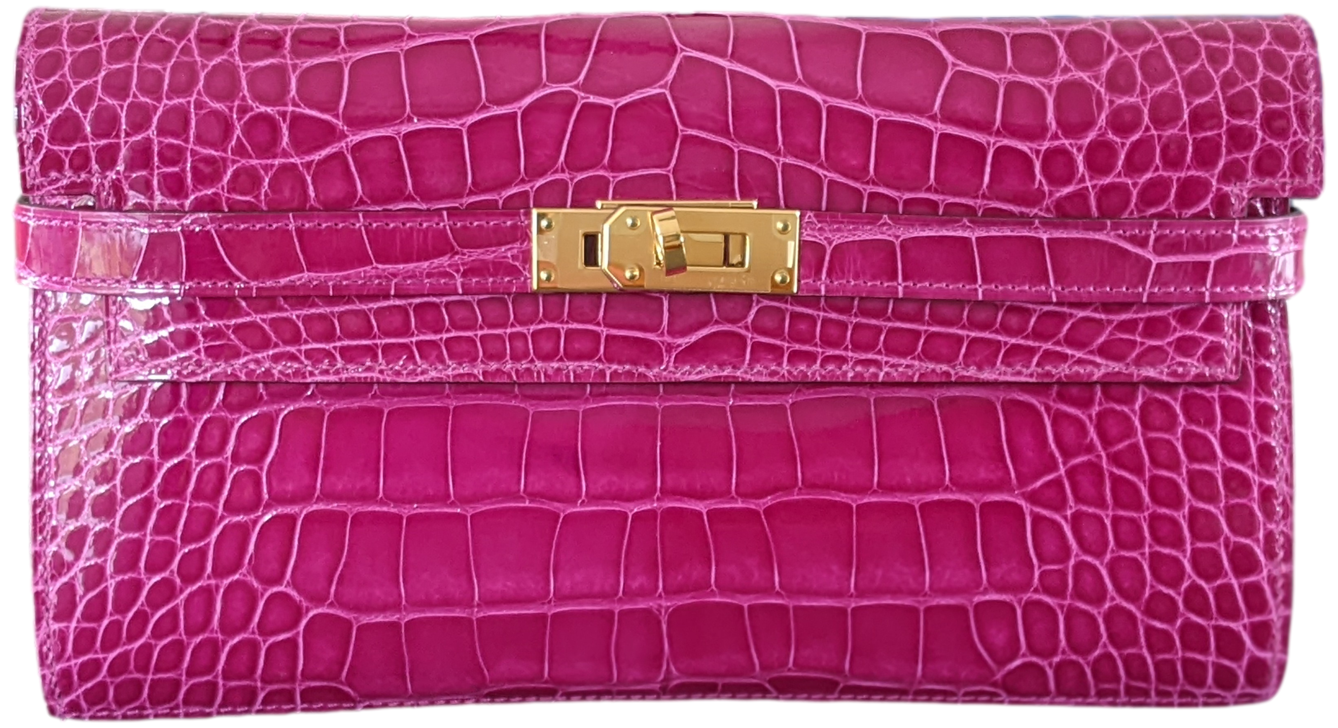 Hermes L33 Rose Scheherazade Kelly Classic Wallet Evening Clutch Bag