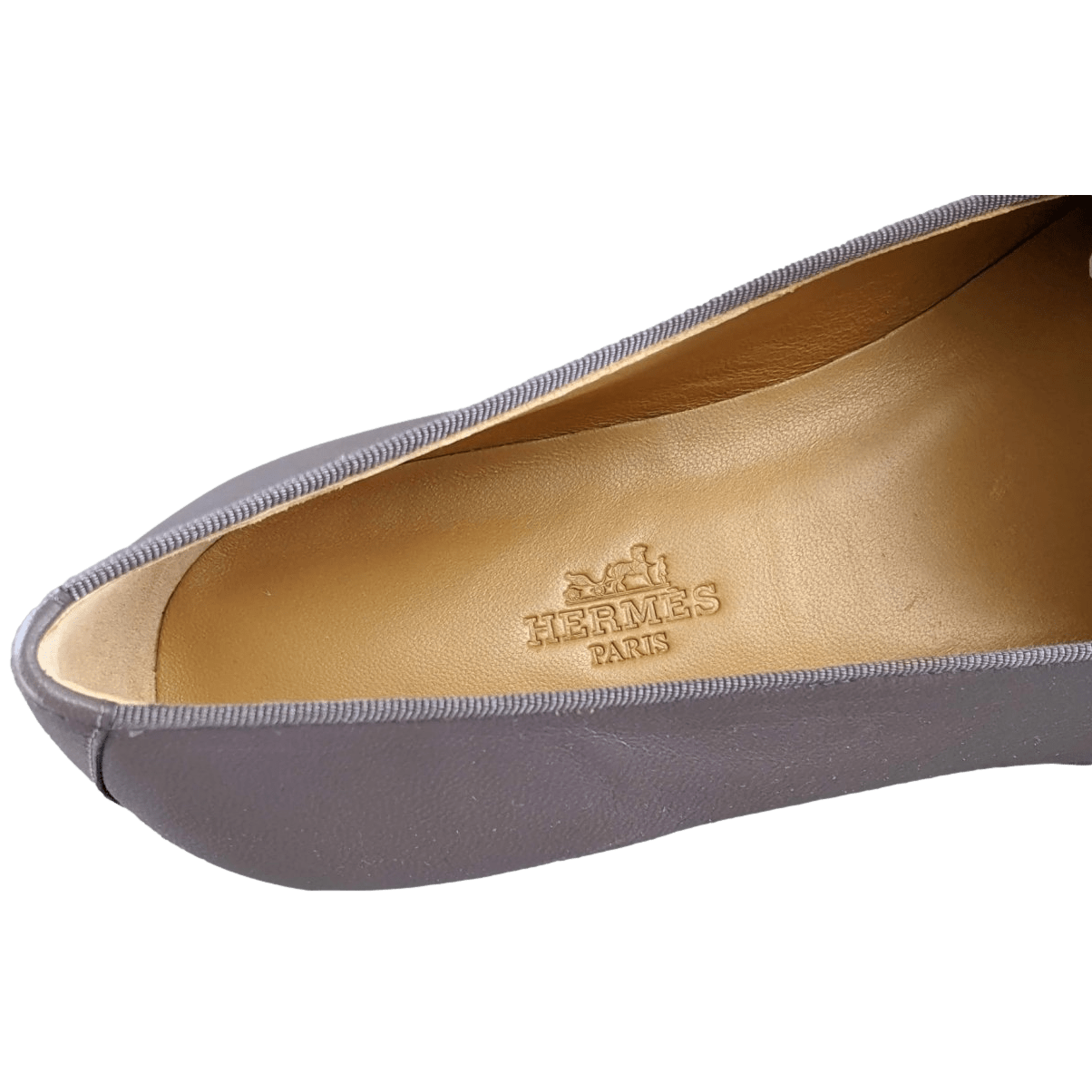 HERMES Elegant Gris Etain Nappa GASPARD Men's Mocassins Shoes