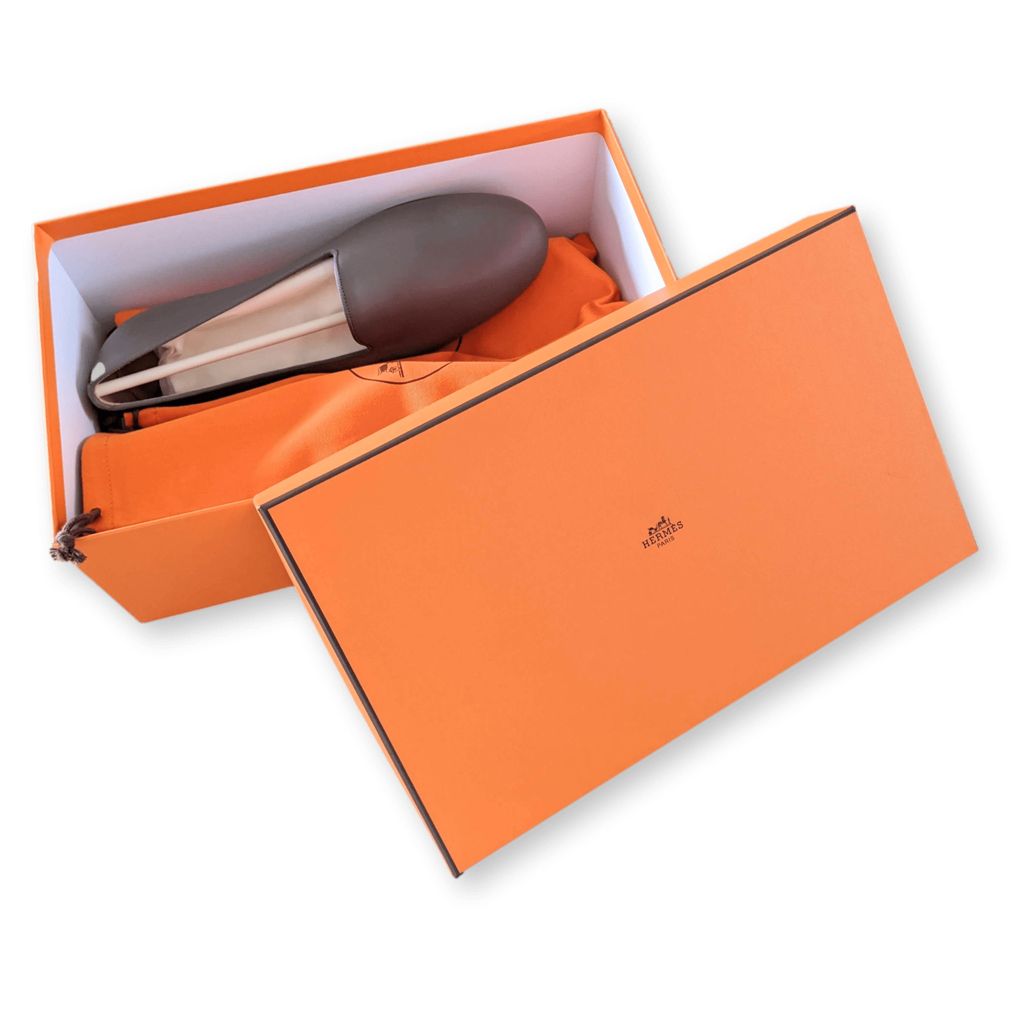 HERMES Elegant Gris Etain Nappa GASPARD Men's Mocassins Shoes