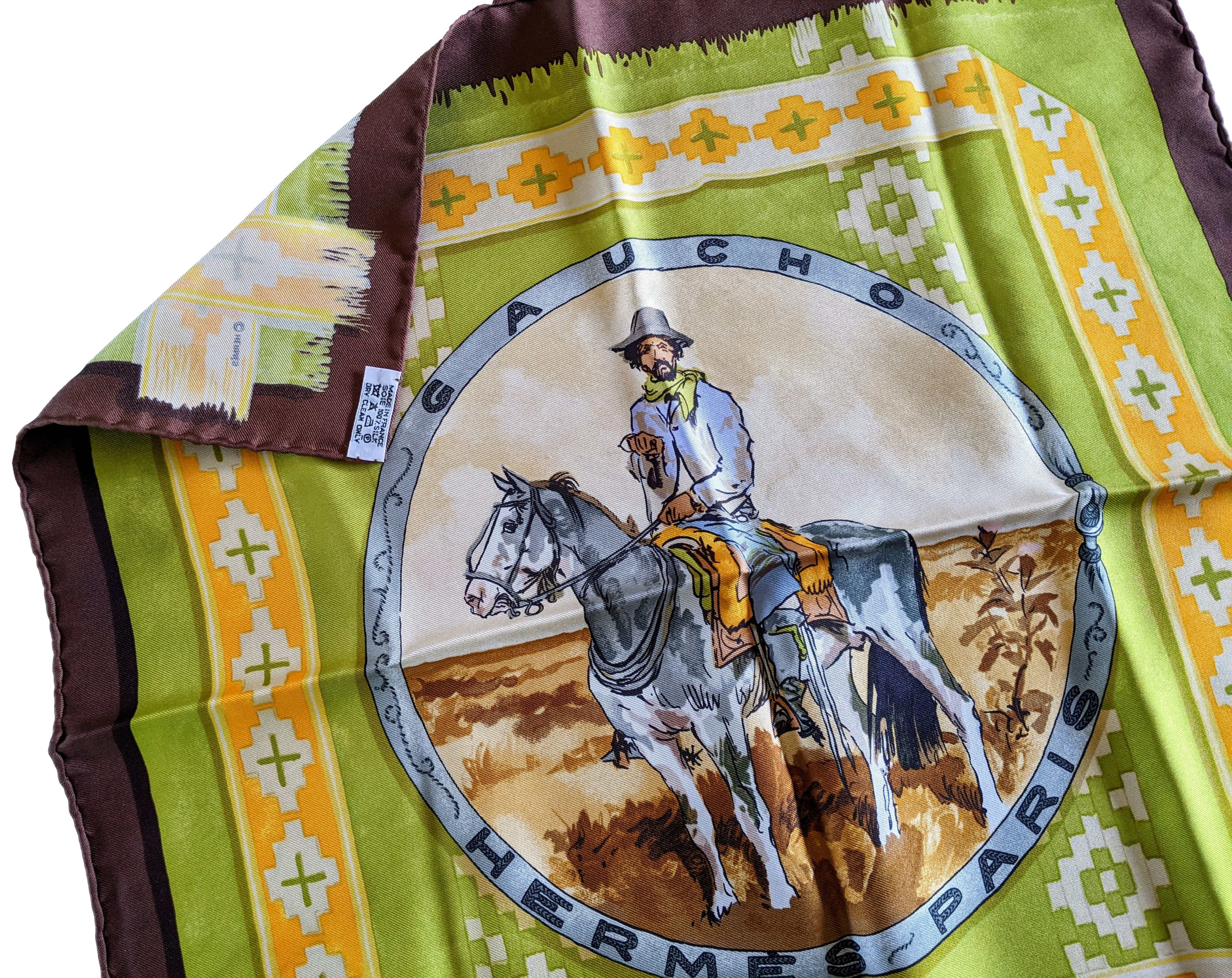 HERMES GAUCHO Gavroche Pochette Twill Scarf 45 x 45 cm