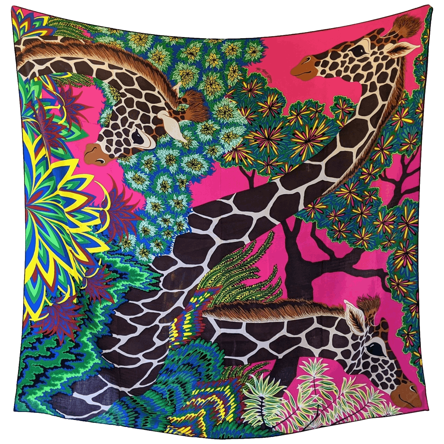 HERMÈS Girafes The Three Graces by Alice Shirley Cashmere Silk Shawl 140
