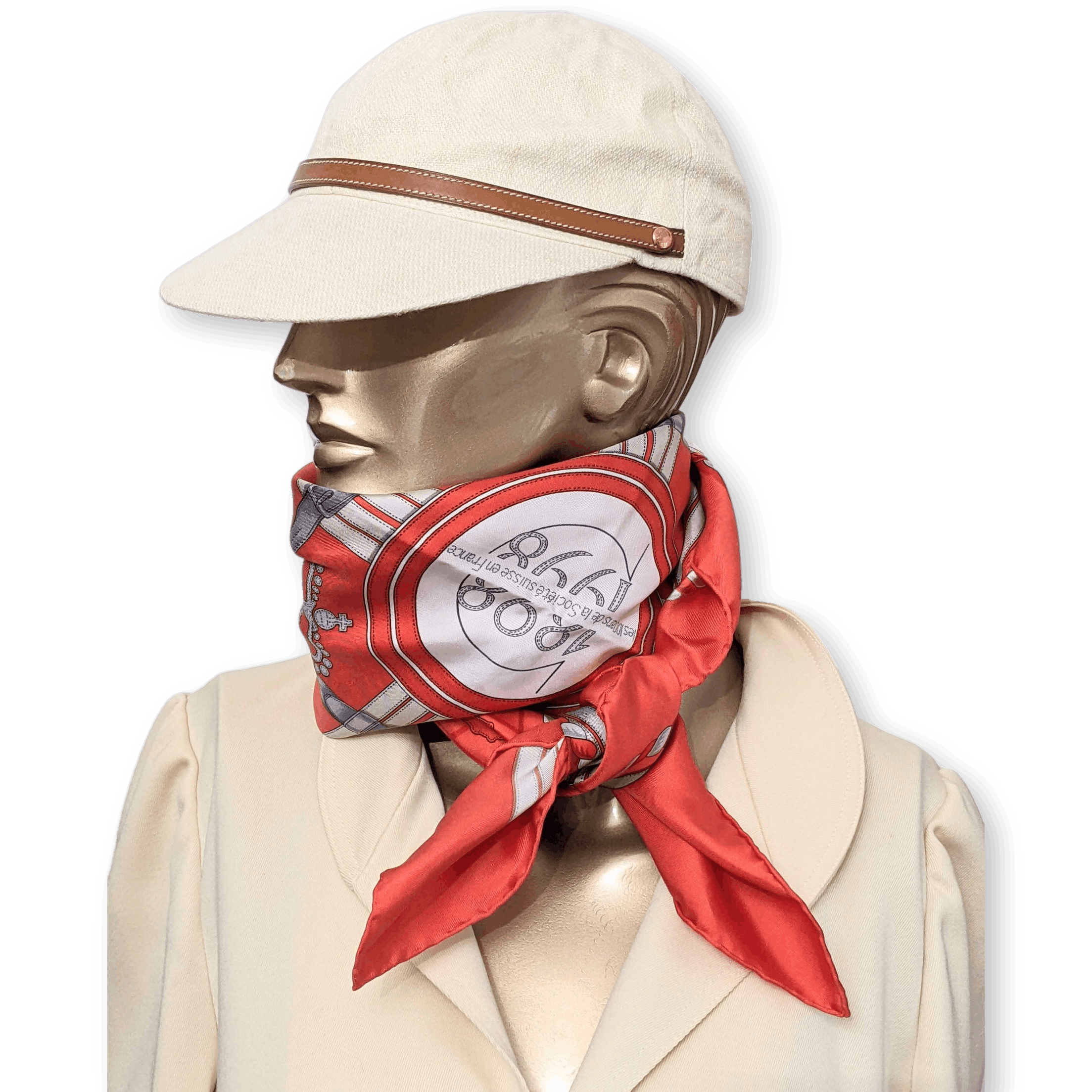 HERMES - 1998 Societe Suisse France 100th Anniversary - Henri d’Origny - Twill Silk Scarf 90 cm