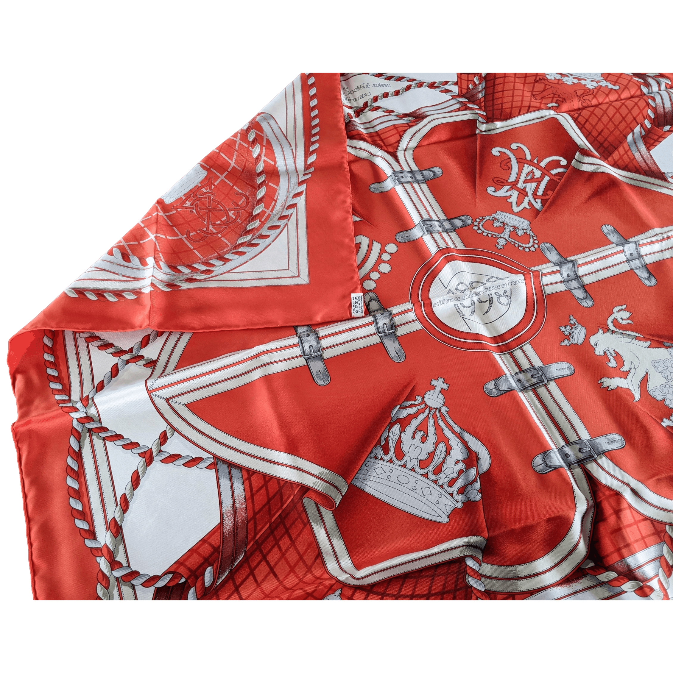HERMES - 1998 Societe Suisse France 100th Anniversary - Henri d’Origny - Twill Silk Scarf 90 cm