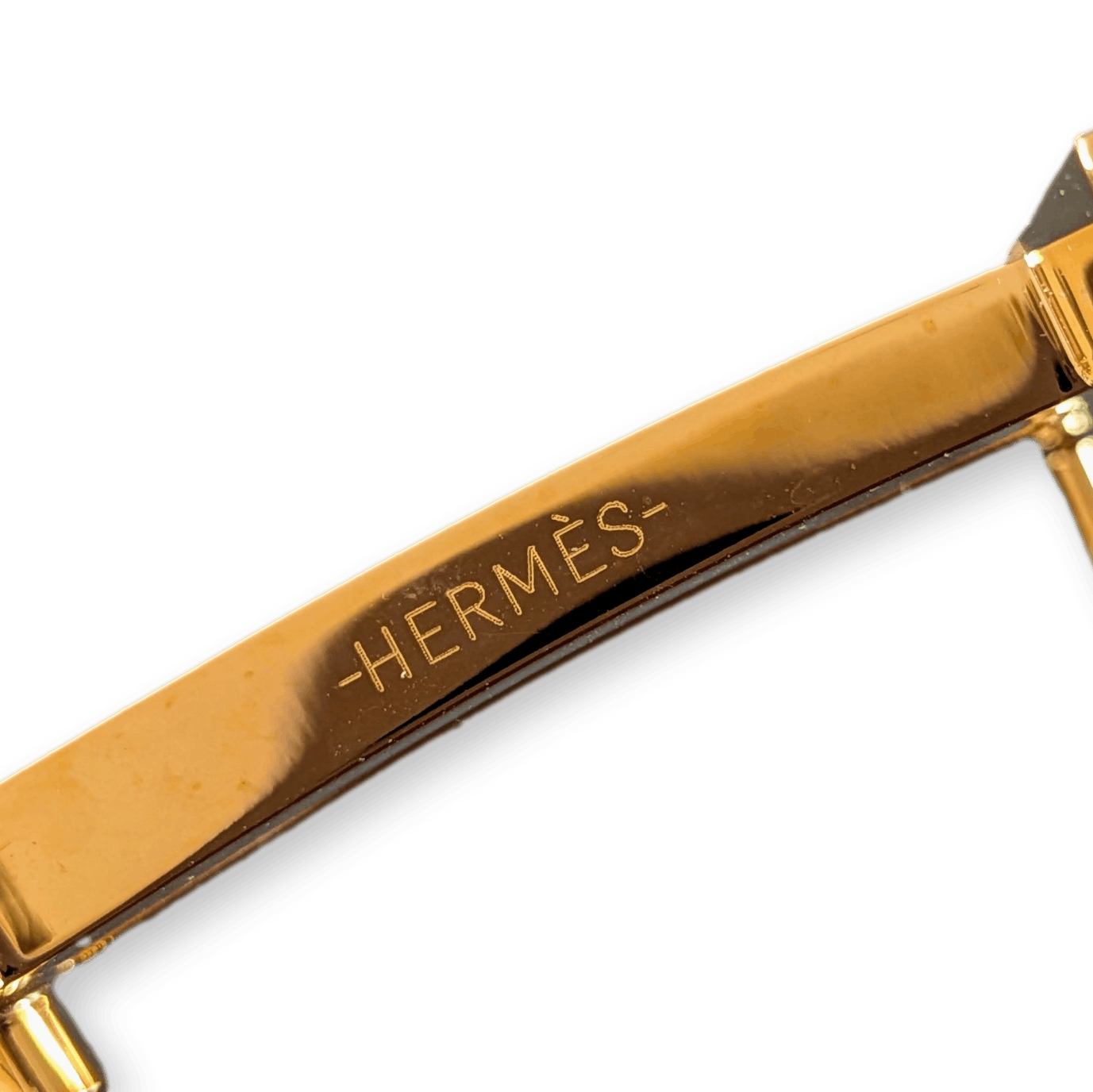 HERMES H au Carré Belt Buckle Gold Shiny Matt 32 mm Unused with Chevron Pouch