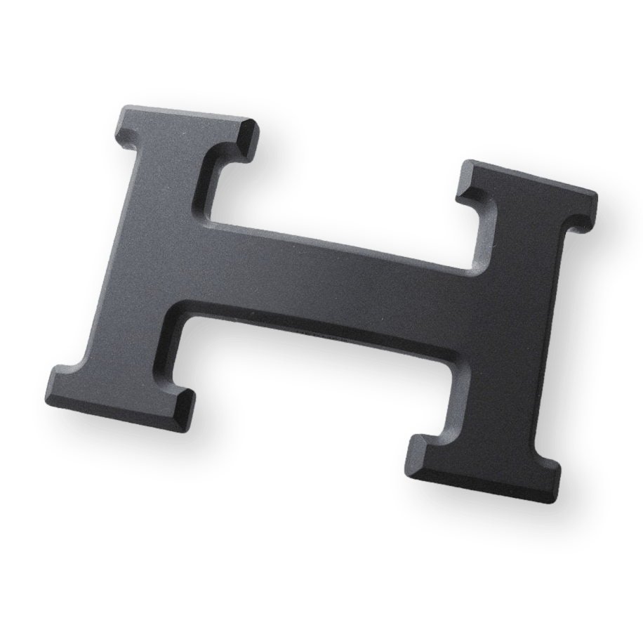 HERMES H Belt Buckle So Black PVD 32 mm New in Chevron Pouch