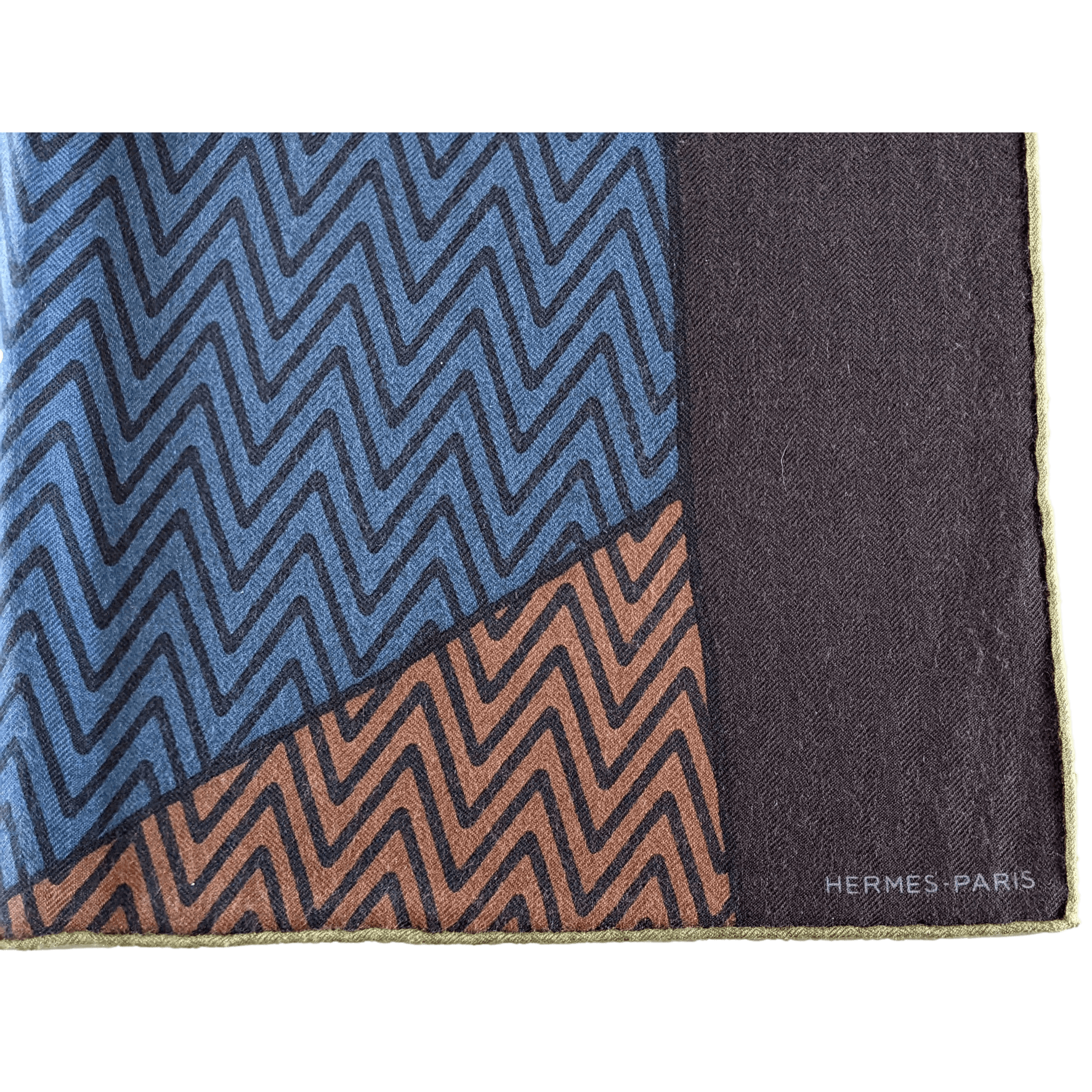 Hermes Men's Brown/Kaki/Lie de Vin HARNAIS DE CABRIOLET 70% Cashmere Carre H 100 cm