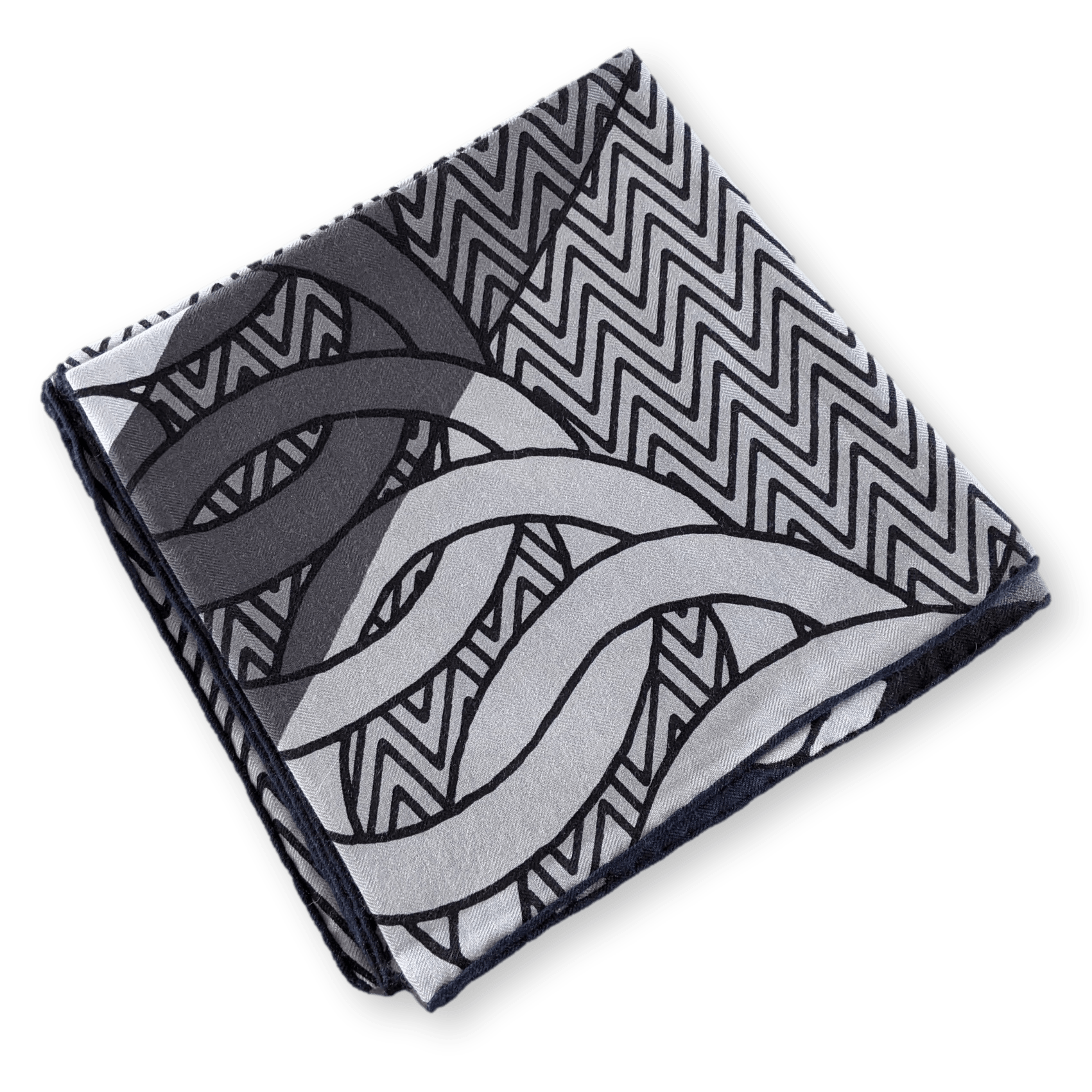 Hermes Men's Grey/Navy HARNAIS DE CABRIOLET 70% Cashmere Carre H 100 cm