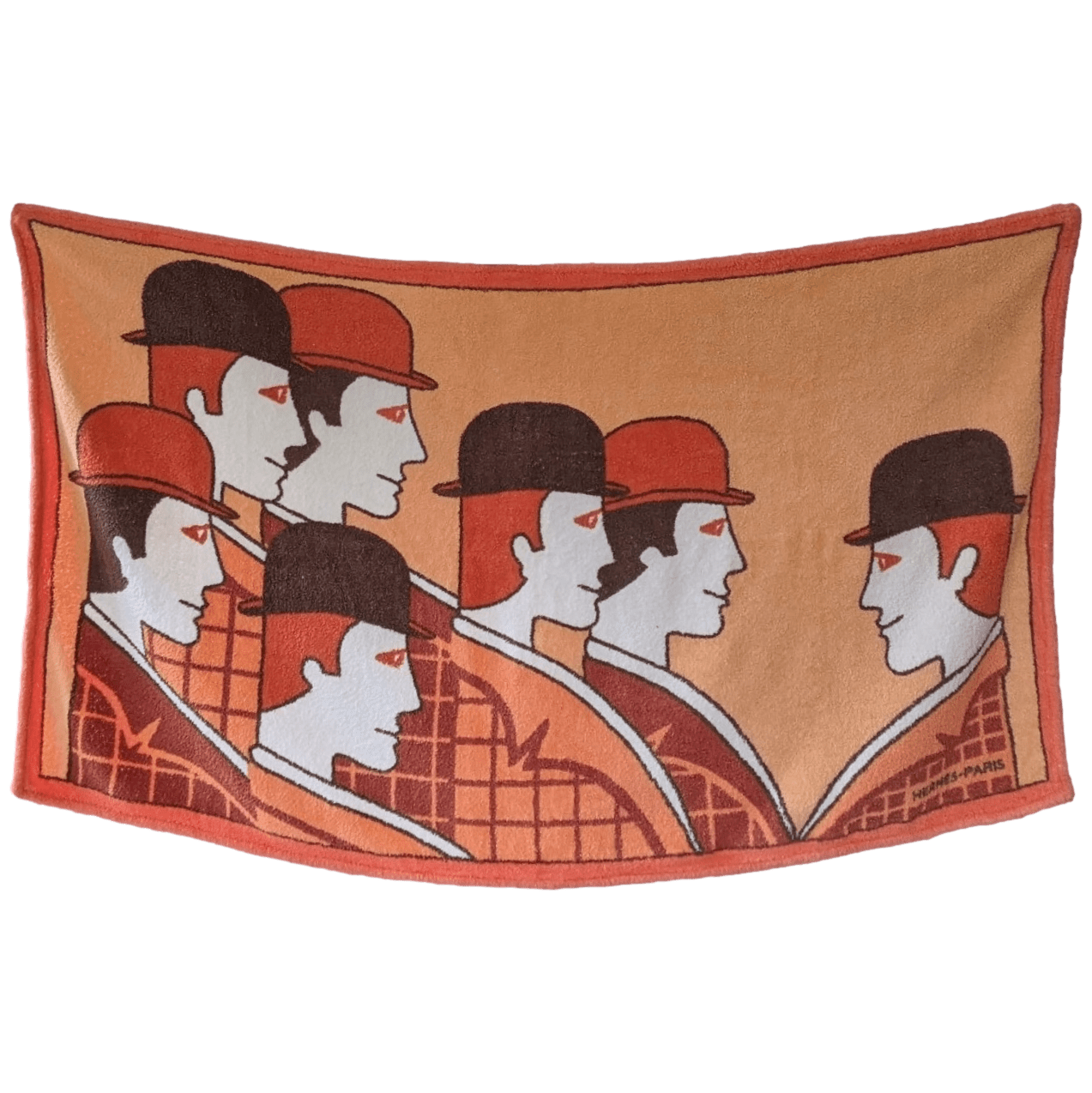 HERMES Art Deco Hommes au Chapeau Terry Beach Towel XL 90 x 150 cm