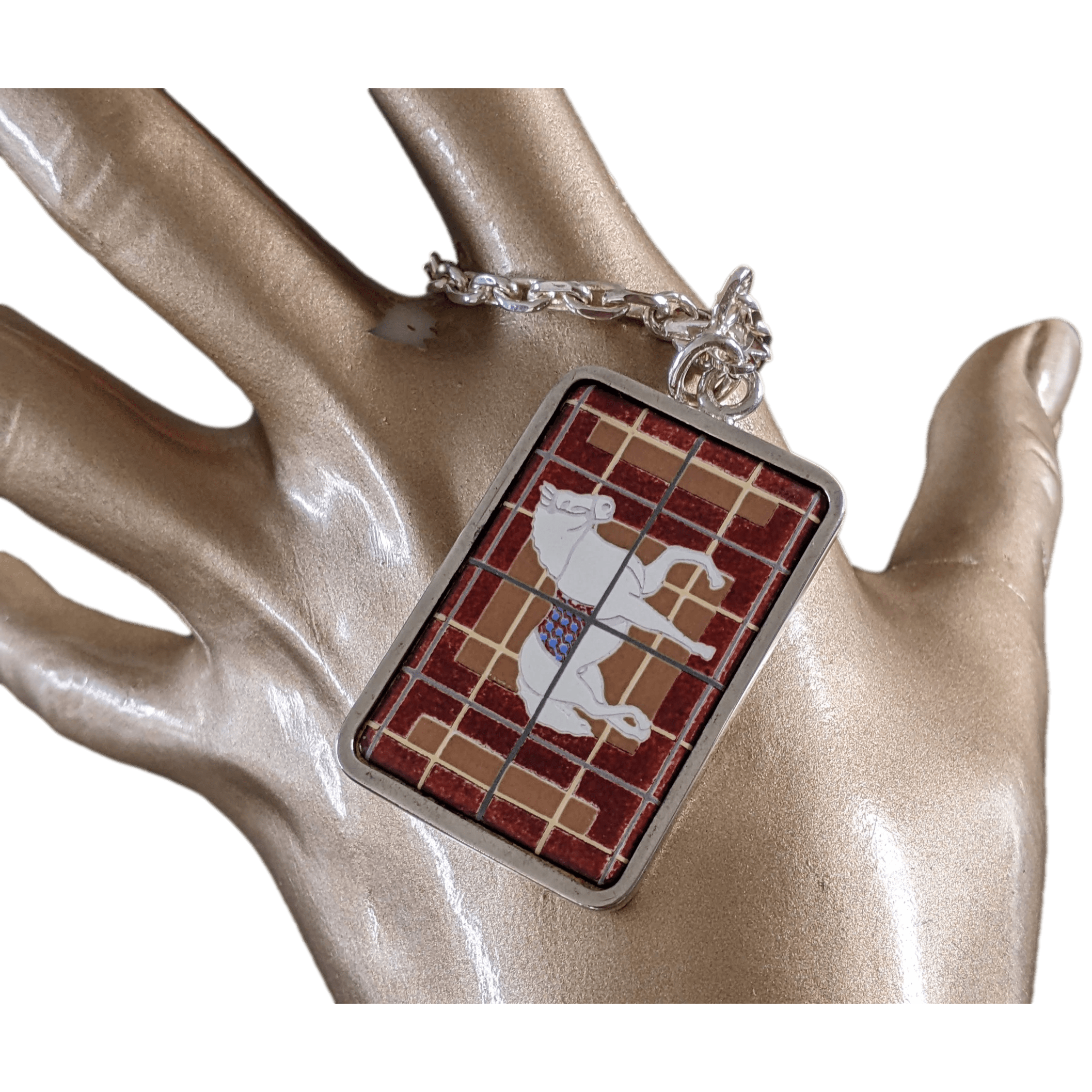 HERMES Rare Vintage Horse Enamel Keyring Porte-Clefs