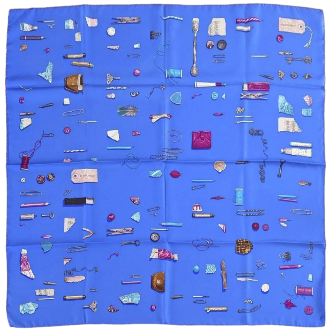Produits Hermes 2007 Rose/Bleu "In the Pocket" by Leigh P. Cooke Twill Scarf 90cm