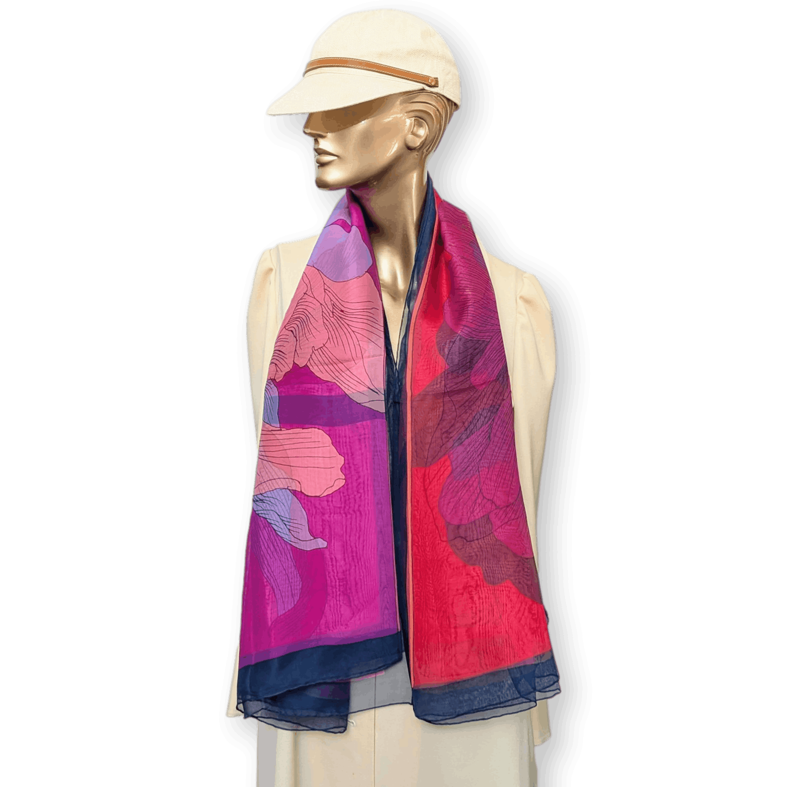 HERMES Iris Arc-en-Ciel Mousseline Silk Chiffon Shawl 140 Fuchsia Bleu Rose New in Box