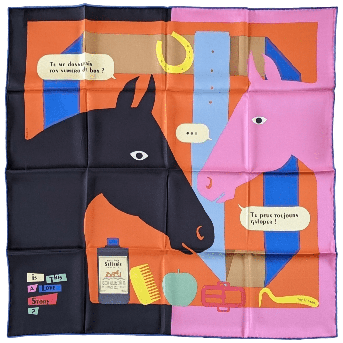 HERMES [70.1] Is This a Love Story? Vintage Silk Carre 70 x 70 cm, New