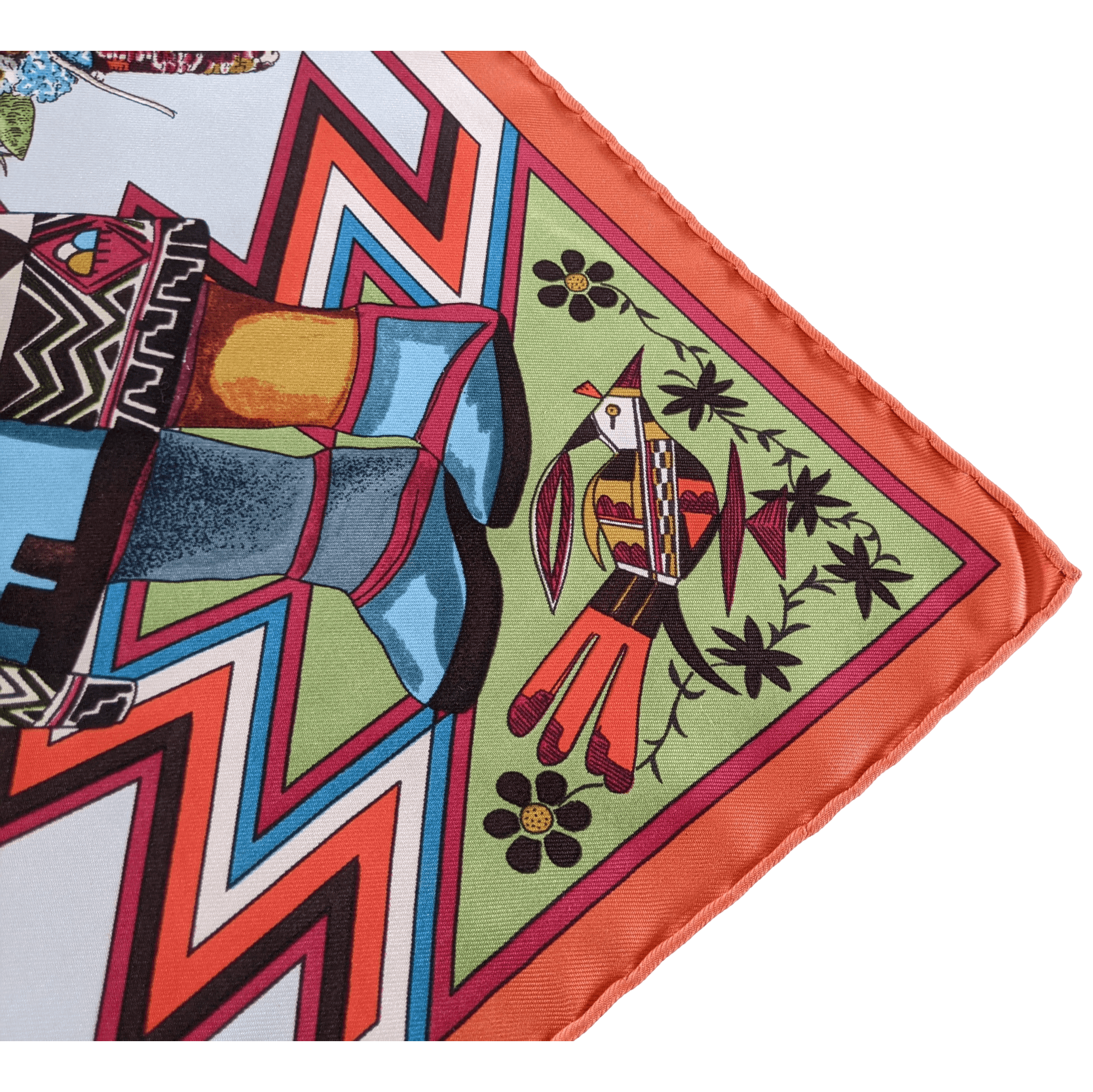 HERMES 1992 Kachinas by Kermit Oliver Twill Silk Scarf 90 x 90 cm