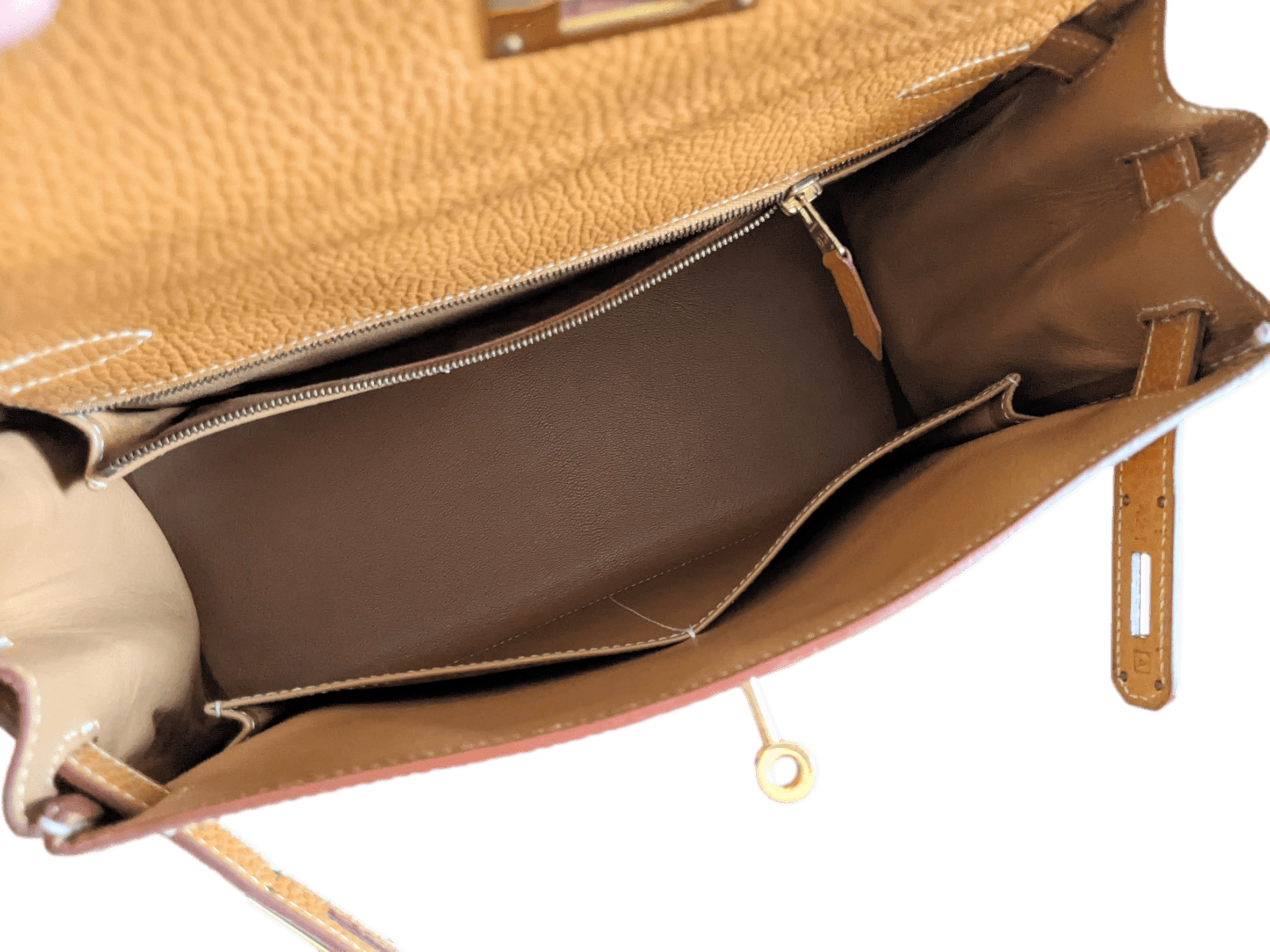HERMES 1997 KELLY 28 Natural Veau Ardennes in Exceptional Condition GHW
