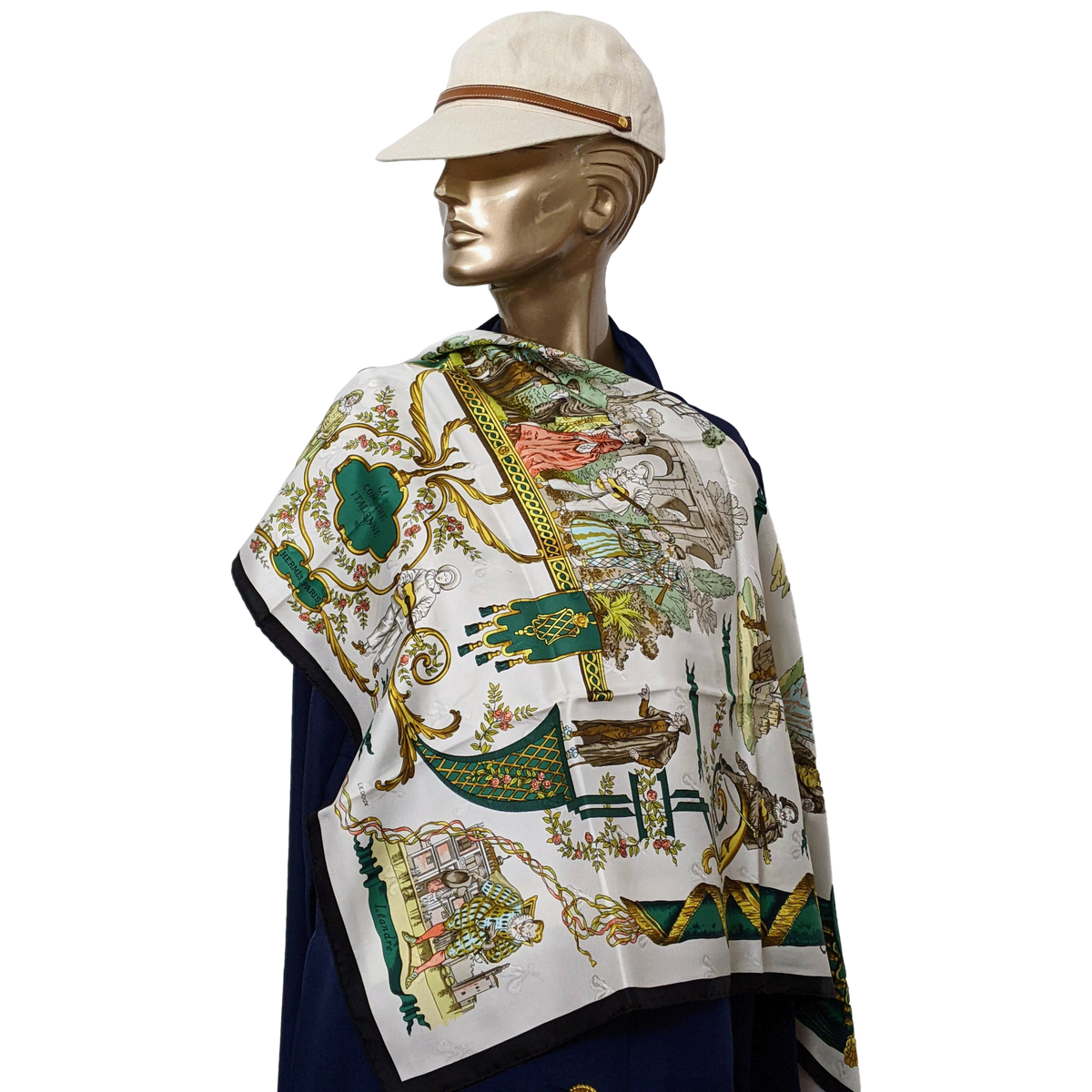 HERMES LA COMEDIE ITALIENNE Jacquard Twill Silk 90 x 90cm