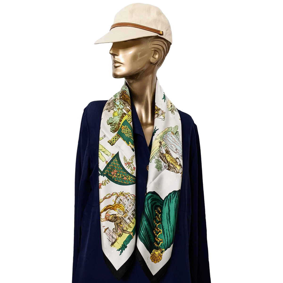 HERMES LA COMEDIE ITALIENNE Jacquard Twill Silk 90 x 90cm