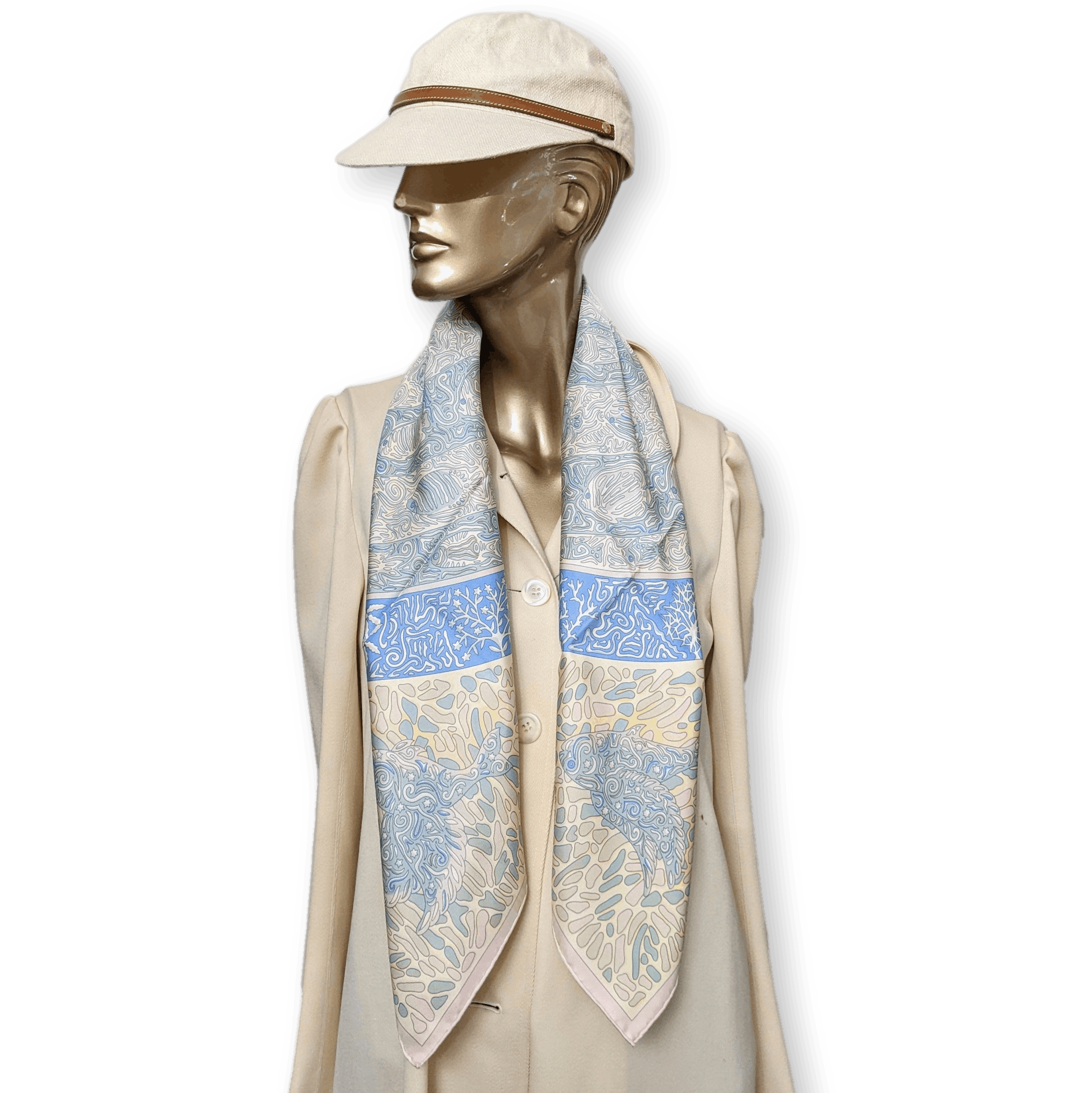 HERMES La Legende du Poisson Corail Twill 90 Scarf