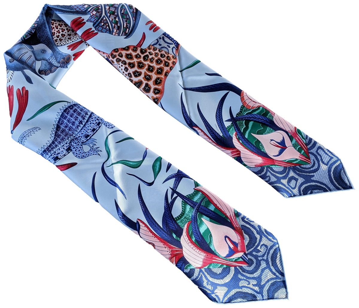 Produits Hermes Bleu Ciel/Bleu Jean " La Marche du Zambeze " by Ardmore Artists Twill 90cm,