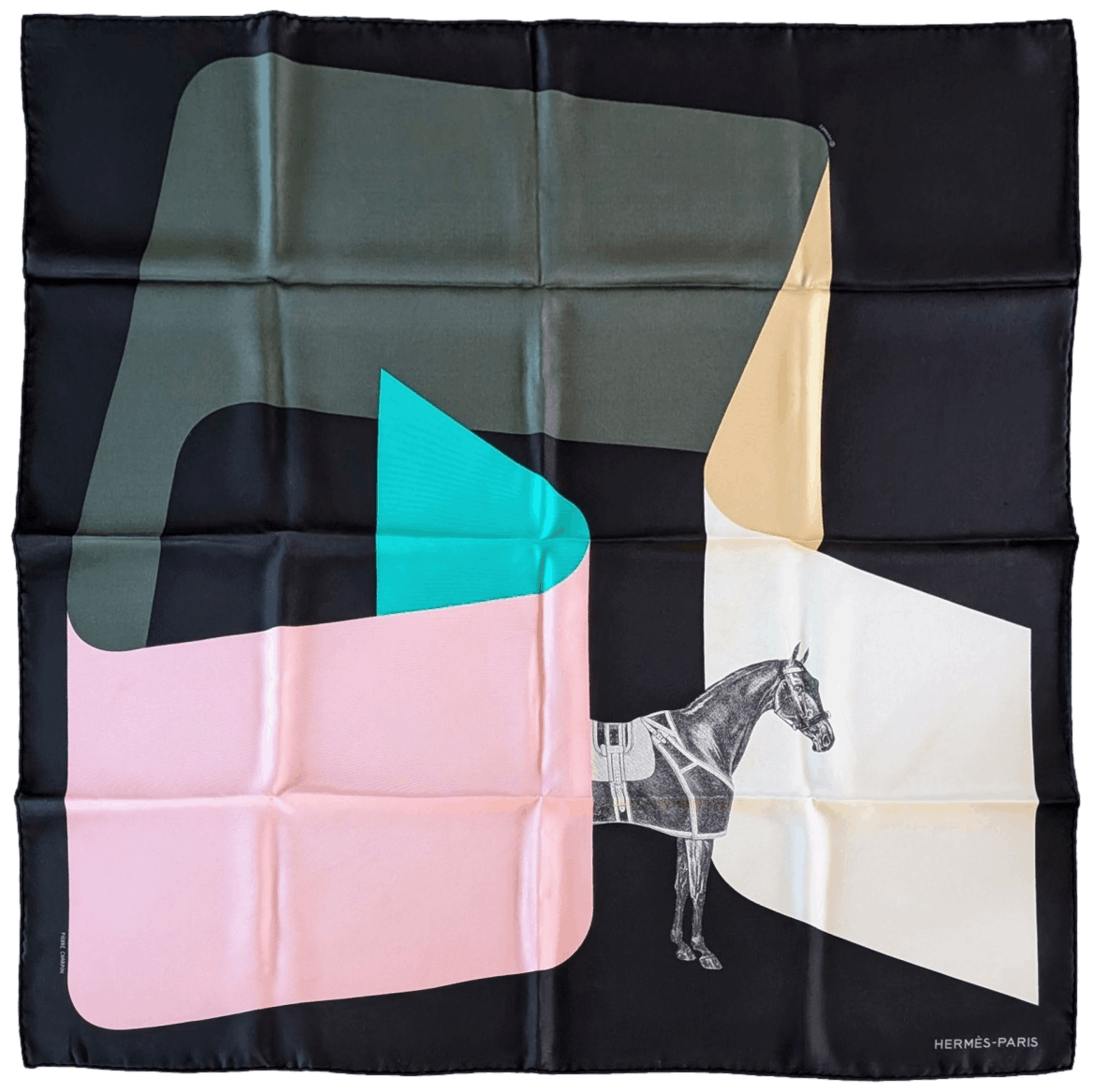 HERMES La Serpentine de Pierre Pierre Charpin Silk Scarf 90 Black Pink White 2018 Rare