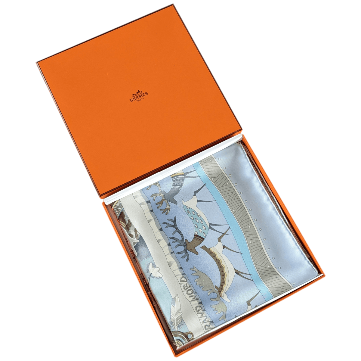 HERMES LA VIE DU GRAND NORD Twill Silk Carre 90 x 90 cm,