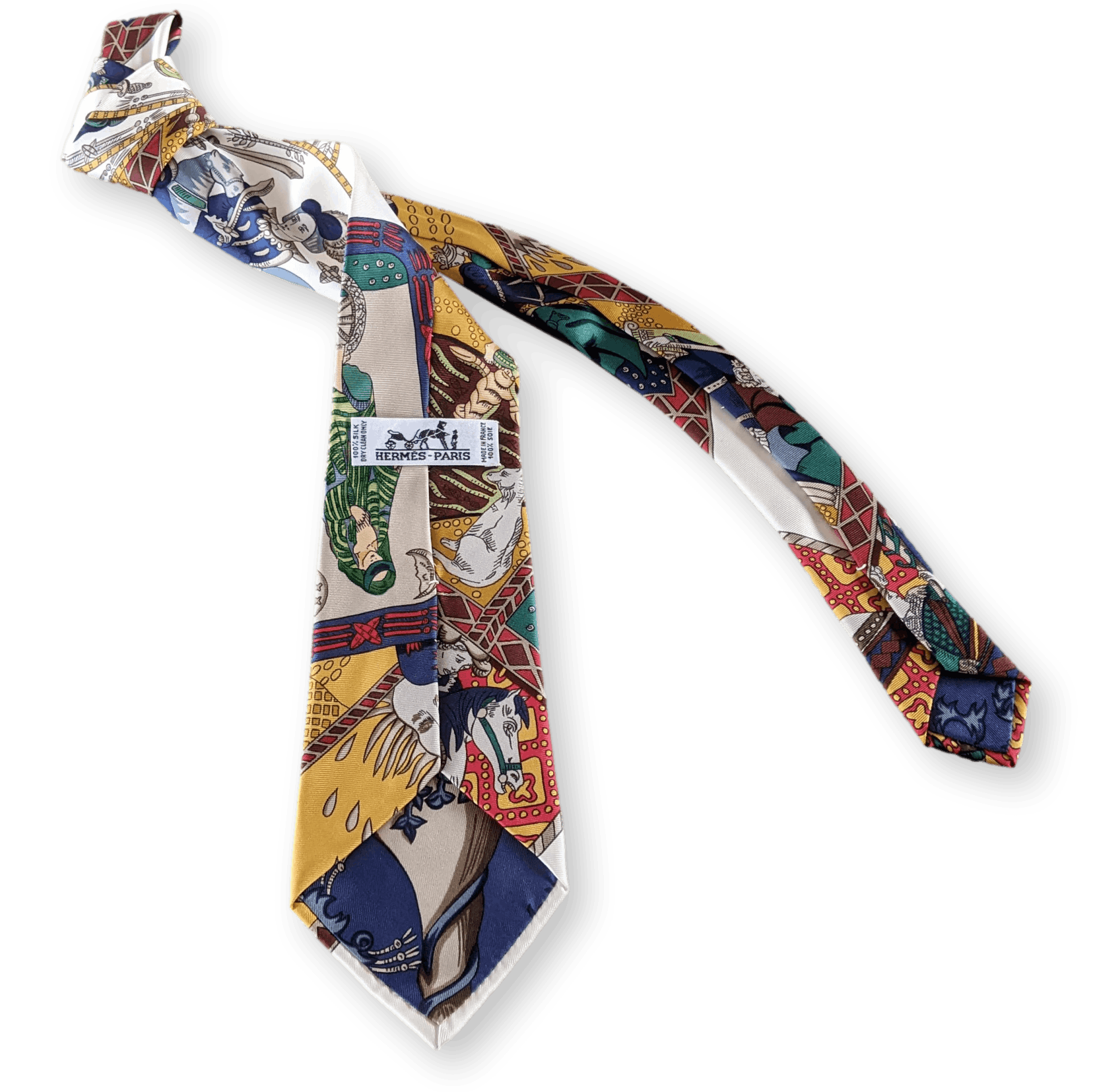 HERMES 1991 Vintage " Le Tarot "Twill Silk Tie 9.5 cm in Box