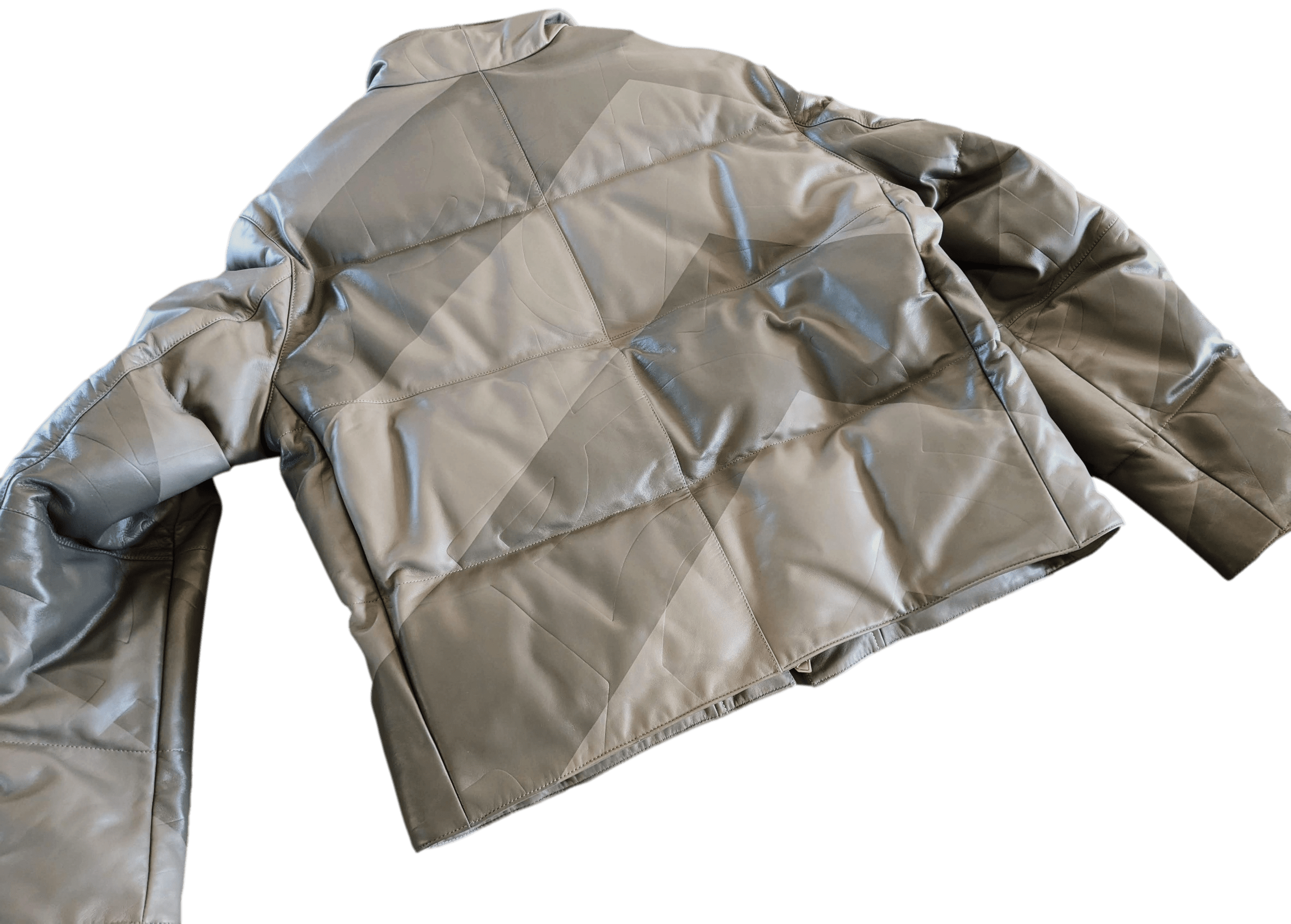 HERMES LEATHER DOWN DOUDOUNE Green-Grey Duck Lambskin Jacket SZ50