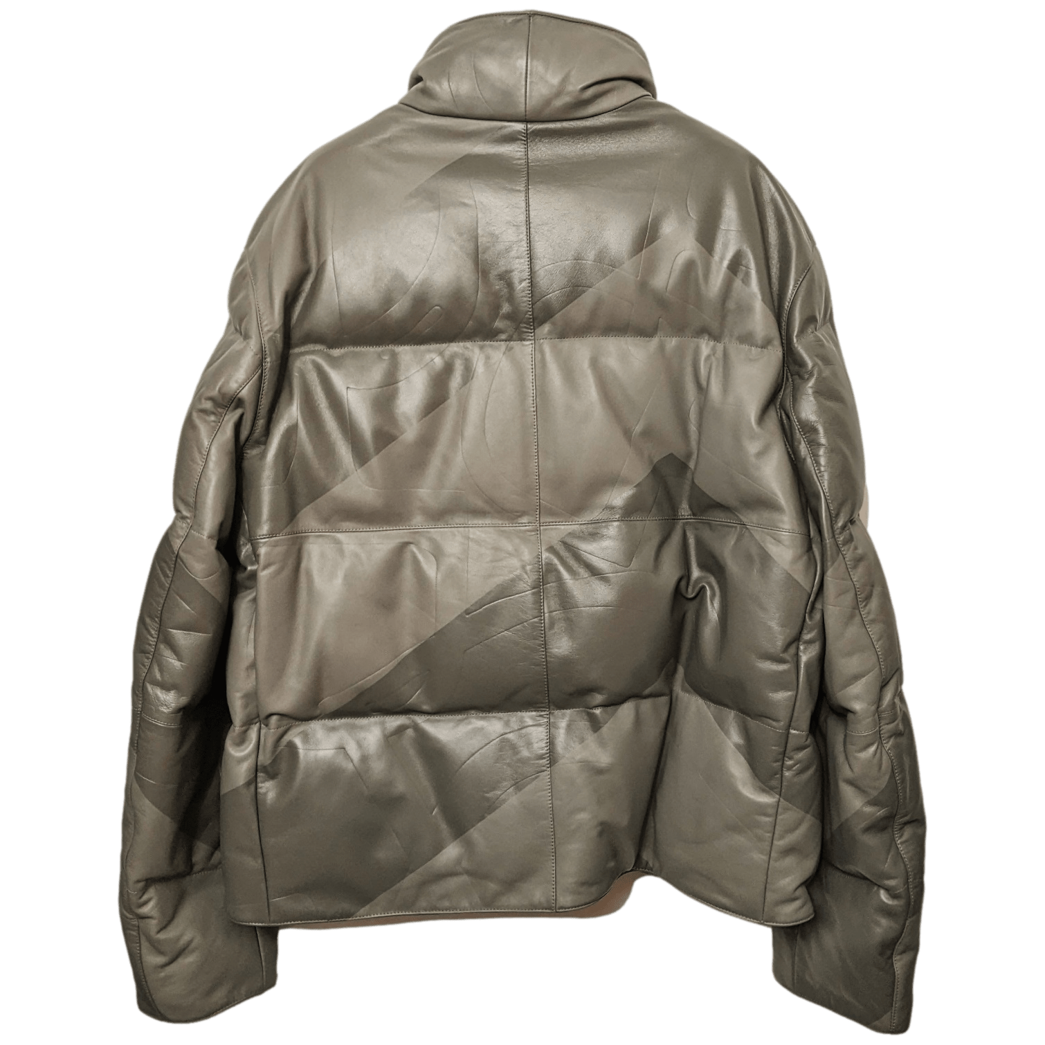 HERMES LEATHER DOWN DOUDOUNE Green-Grey Duck Lambskin Jacket SZ50