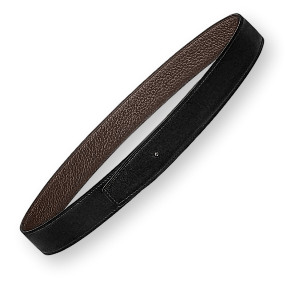 HERMES Black/Chocolat Leather Reversible Strap Belt 32 mm, Sz100