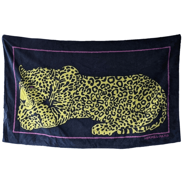 HERMES Leopard Terry Beach Towel 90 x 150 cm