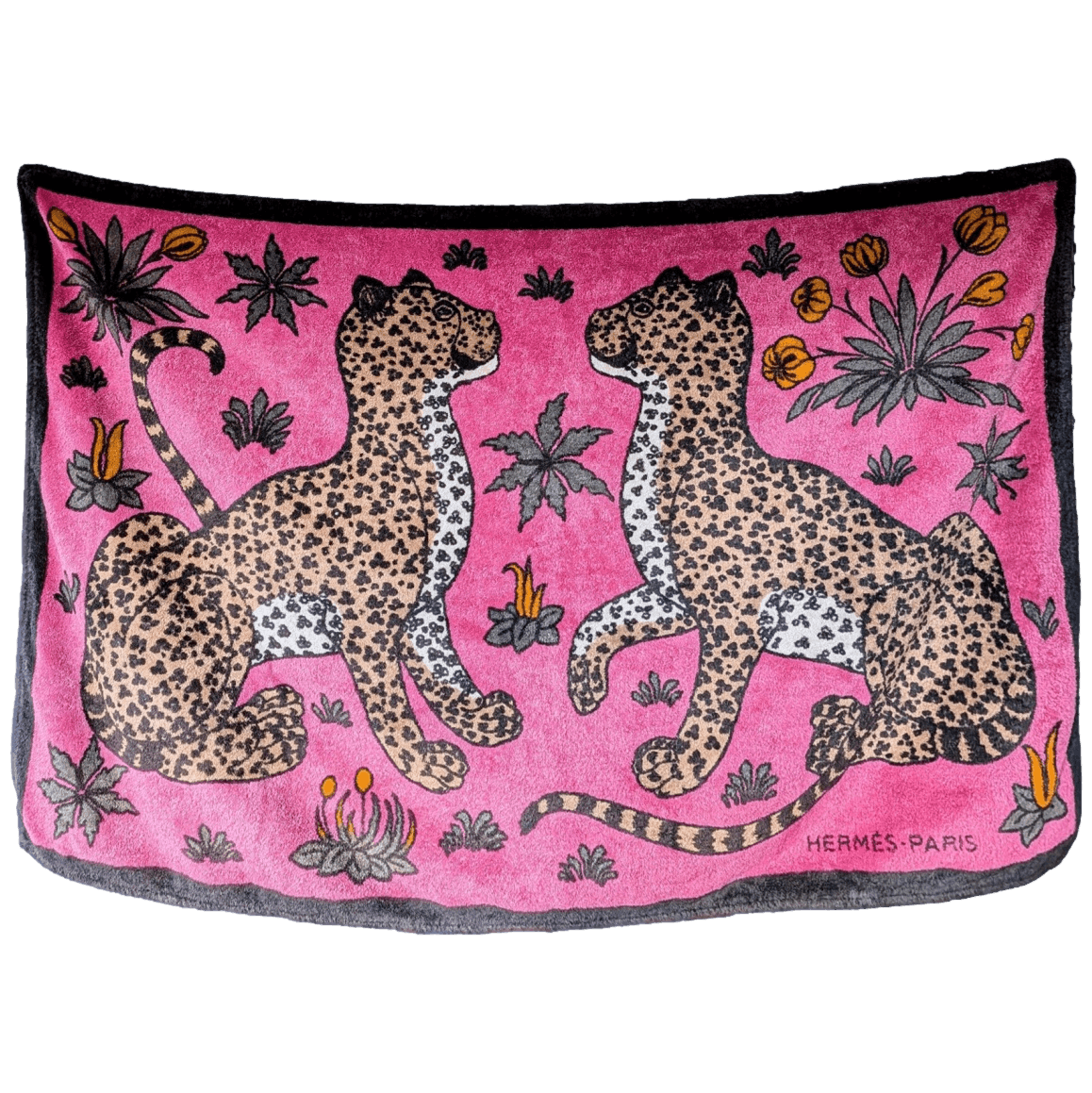 HERMES Leopards Beach Towel Hot Pink GM 90 x 150 cm Pristine