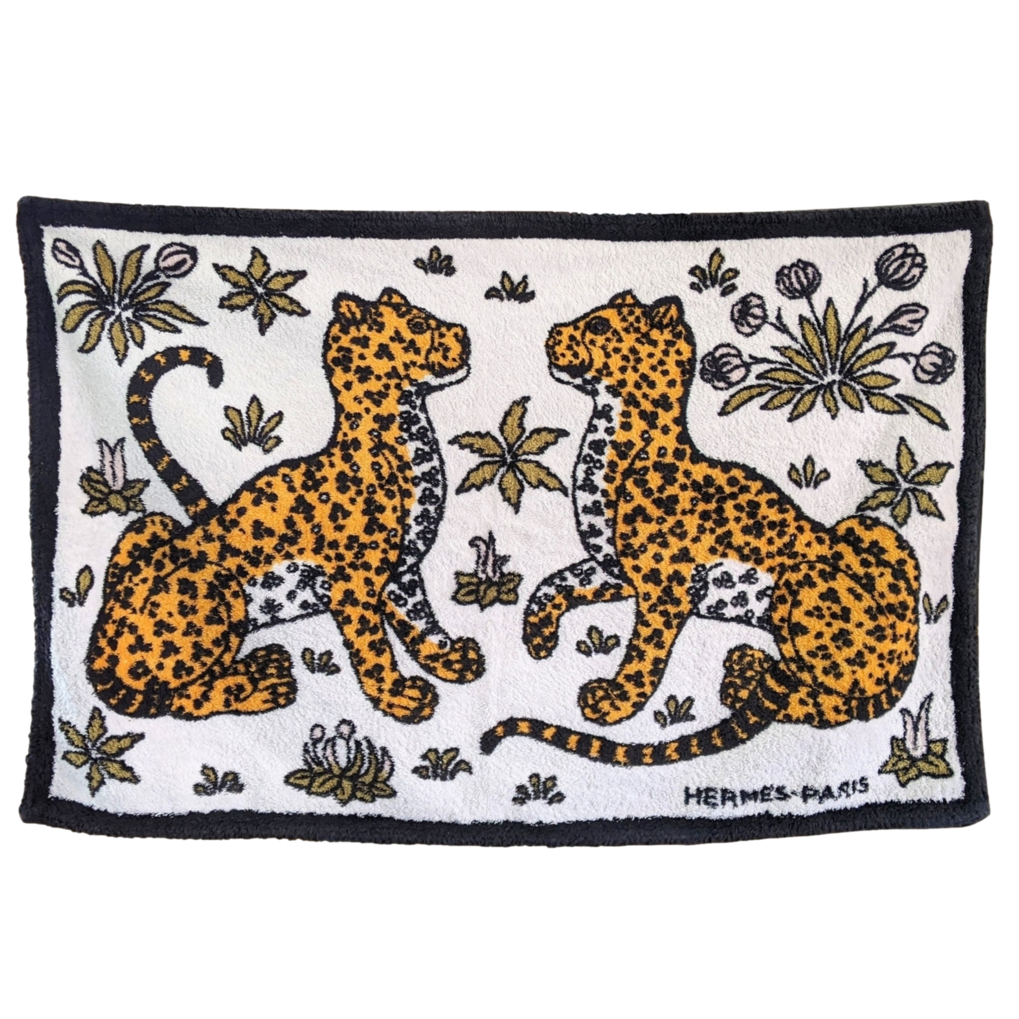 HERMES LEOPARDS Cotton Terry Beach Towel PM 60 x 90 cm
