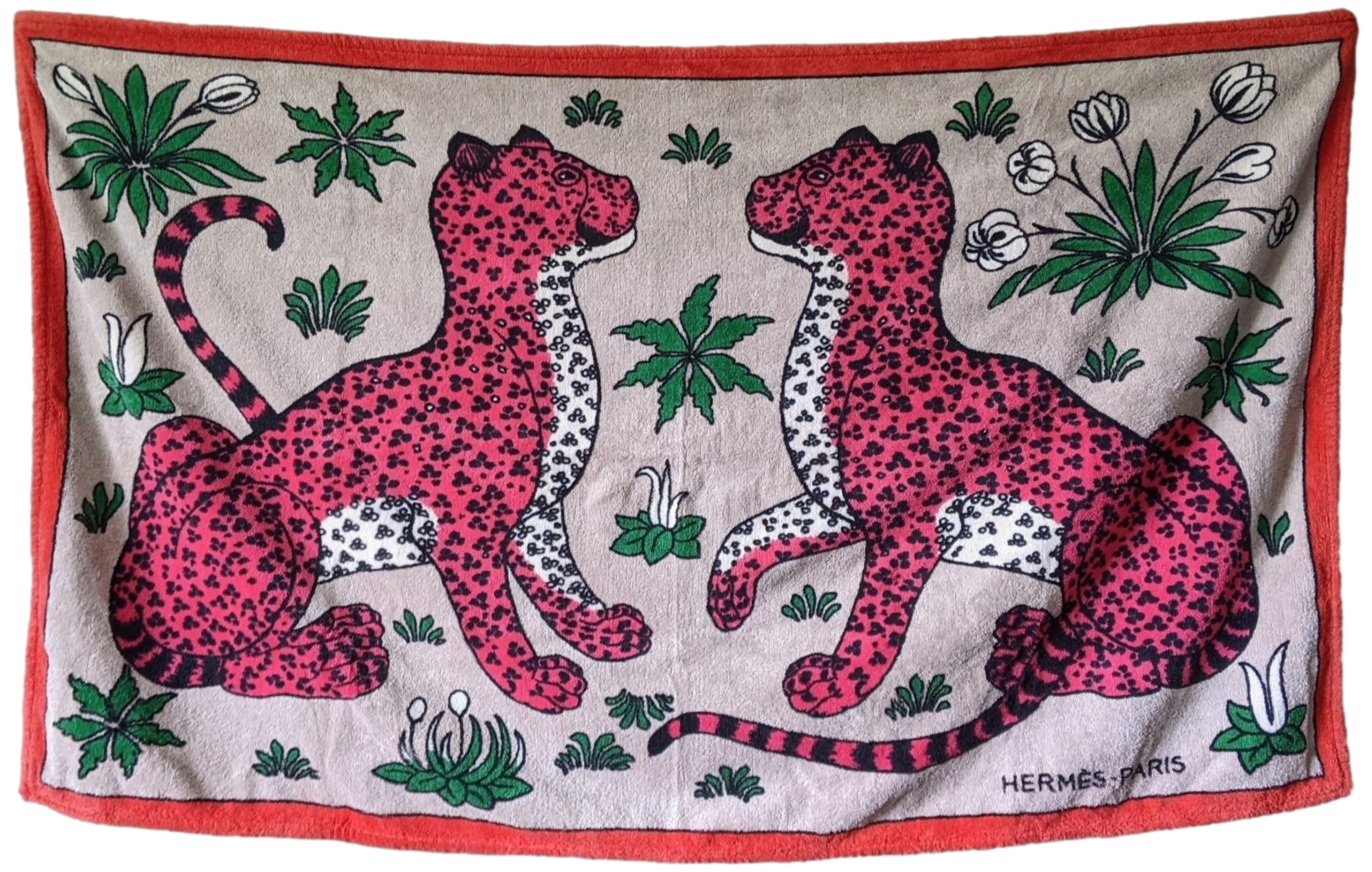 HERMES LEOPARDS Terry Beach Towel 90 x 150 cm