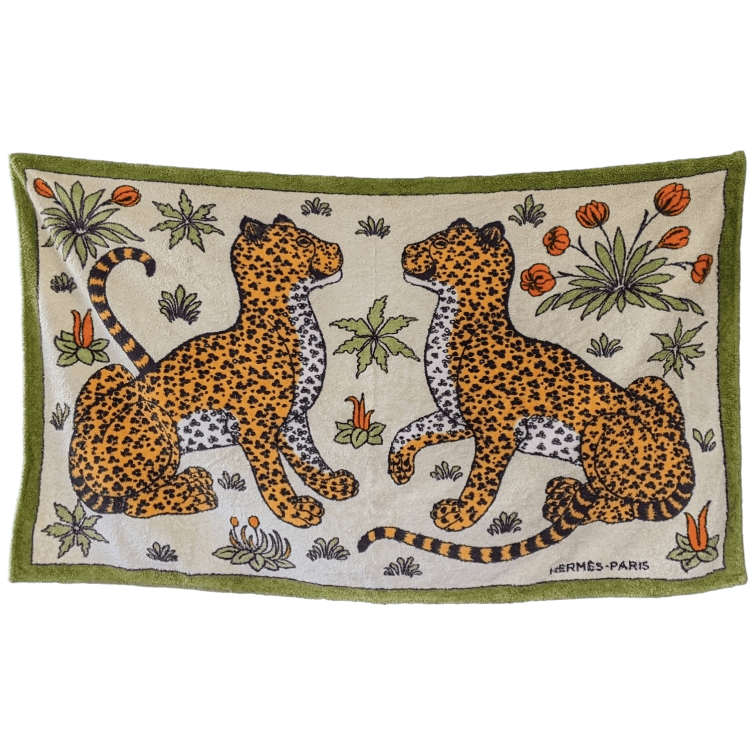 HERMES Leopards Cotton Terry Animal Print Towel 90 x 150 cm