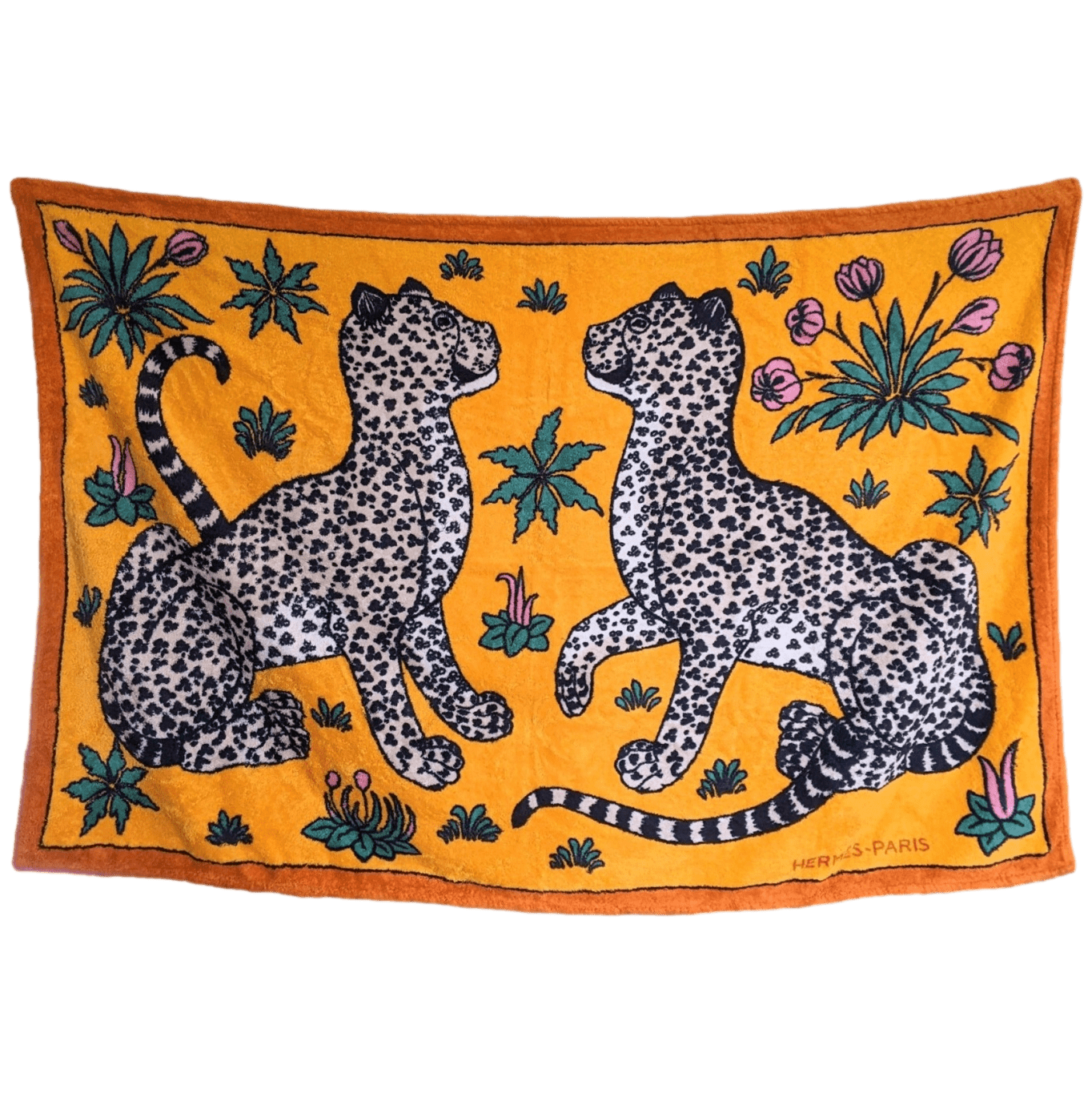HERMES Leopards Terry Cotton Beach Towel 90 x 150 cm