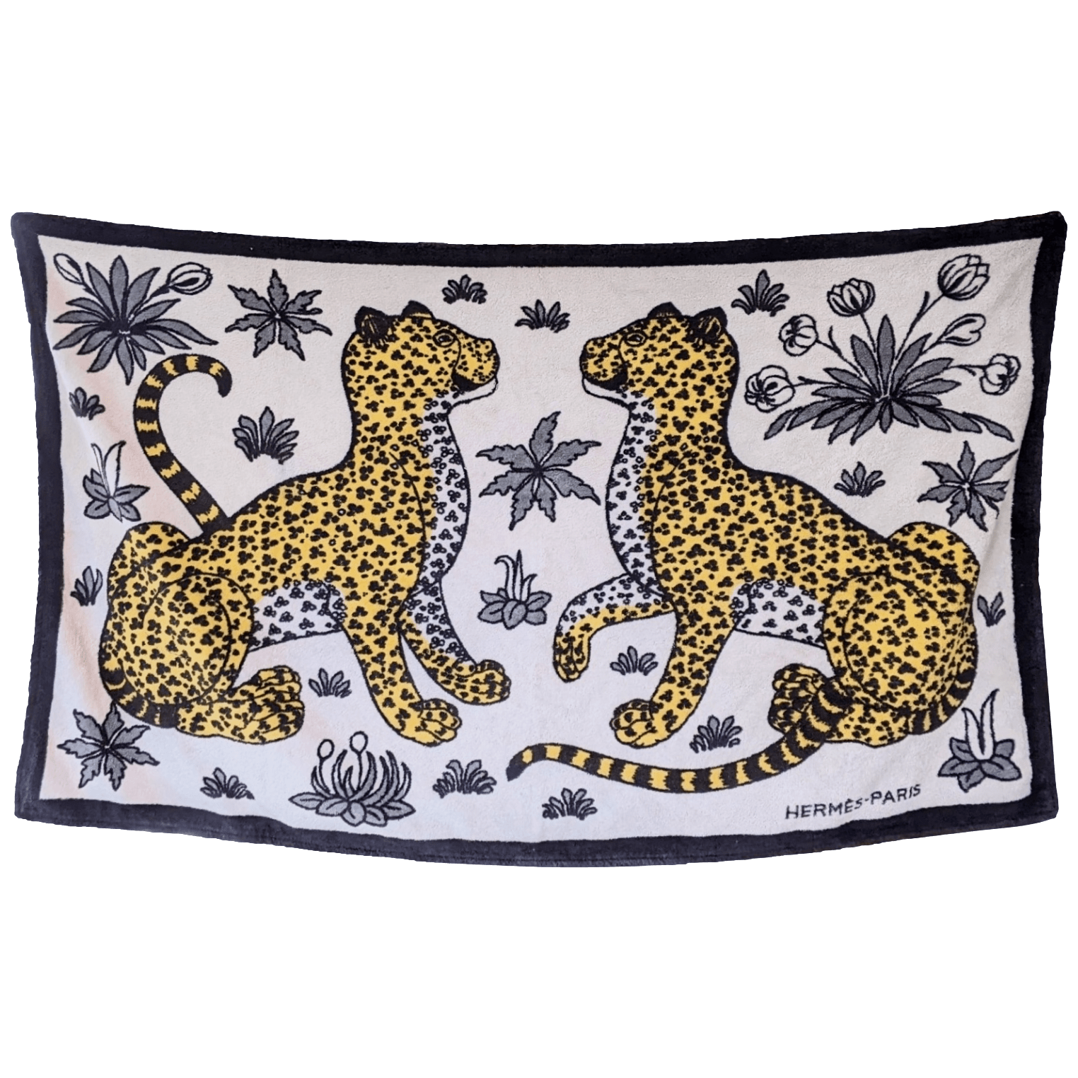 HERMES Leopards Tapis de Plage Terry Beach Towel 90 x 150 cm