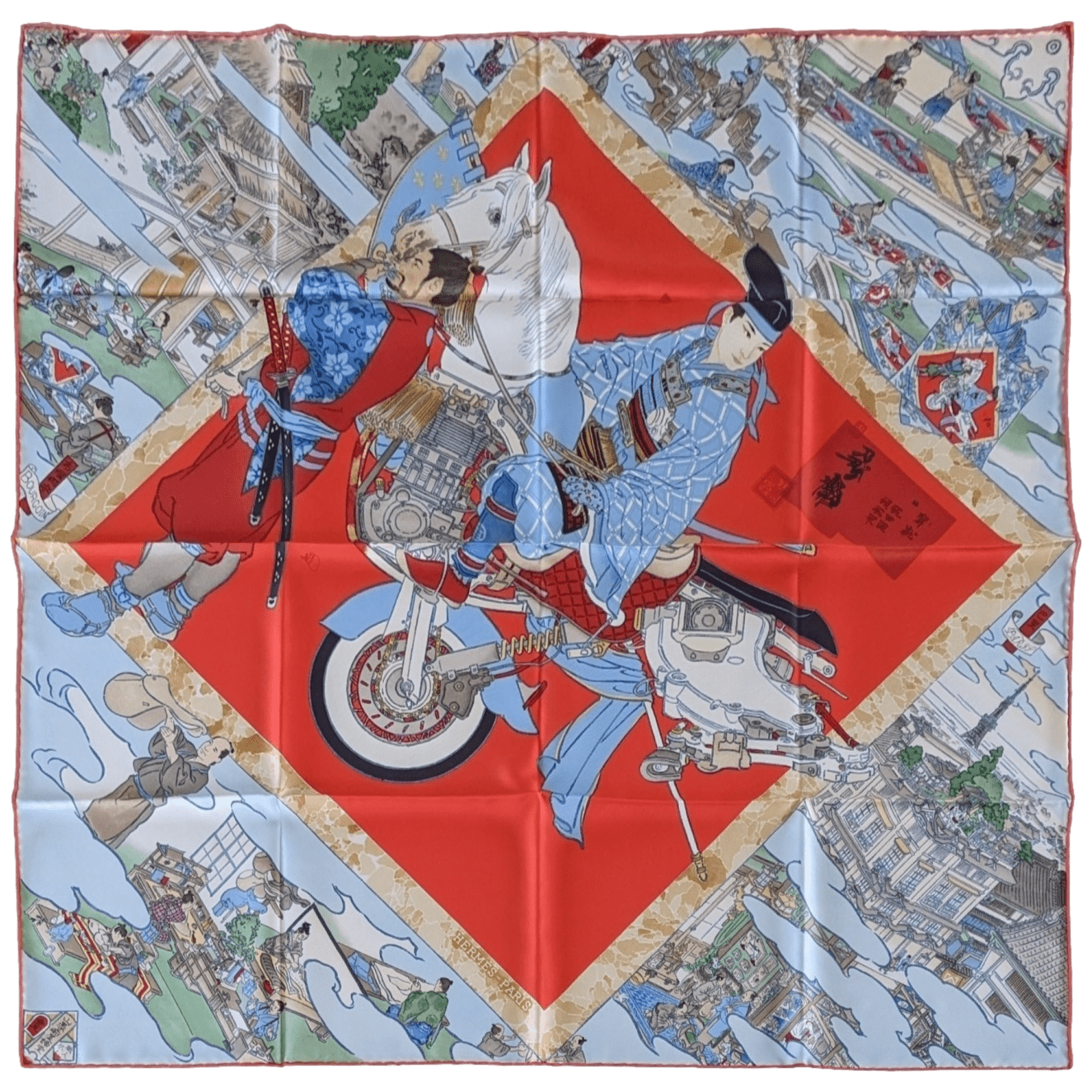 HERMES LES ARTISANS D'HERMES by Akira Yamaguchi Twill 90x 90 cm