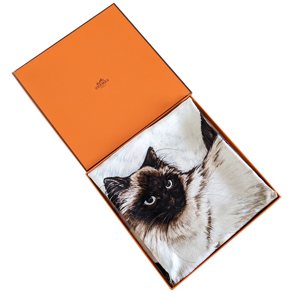 HERMES LES CHATS 1985 by Daphné Duchesne Twill Jacquard Silk Scarf 90 x 90 cm