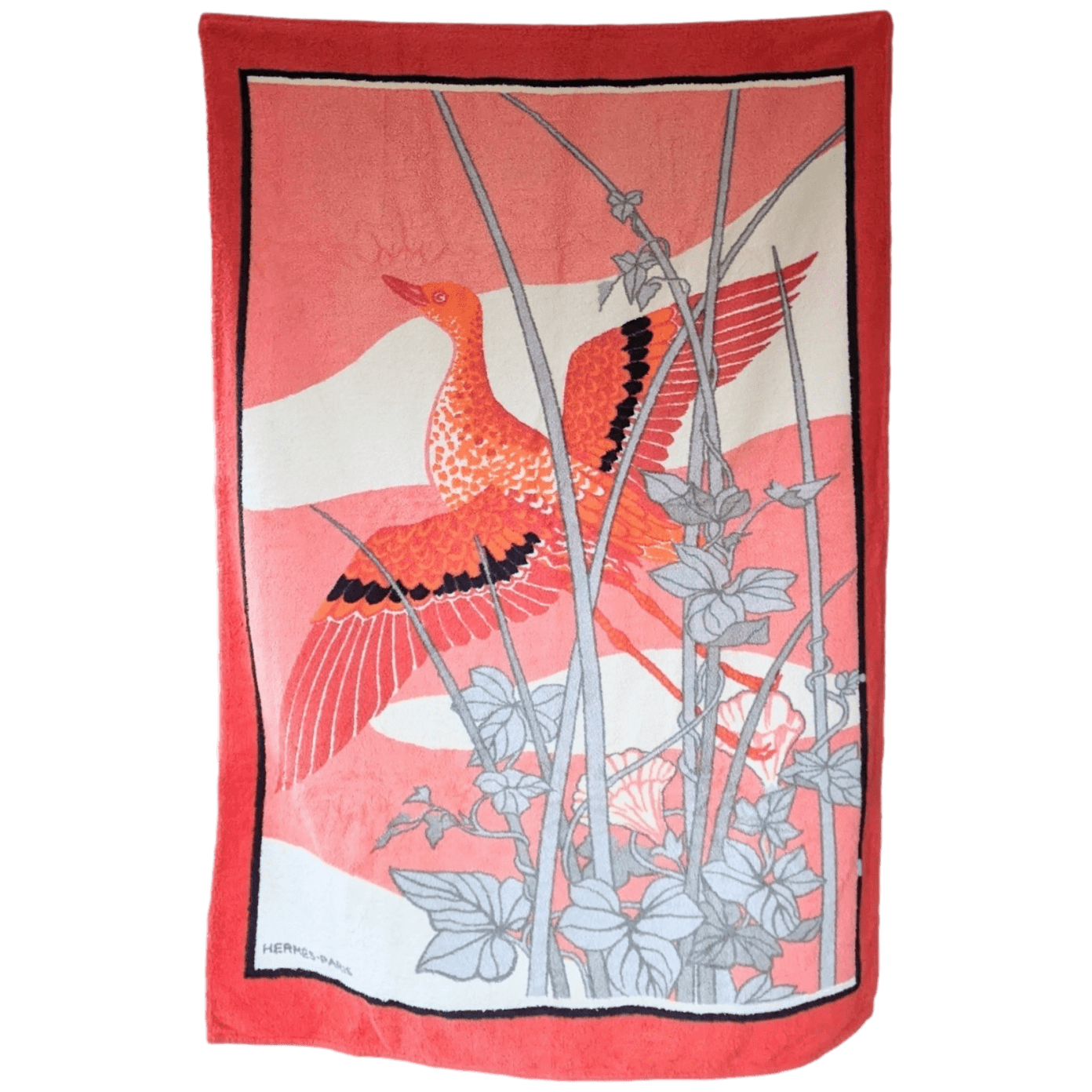 HERMES Les Herons Terry Cotton Beach Towel 90 x 150 cm