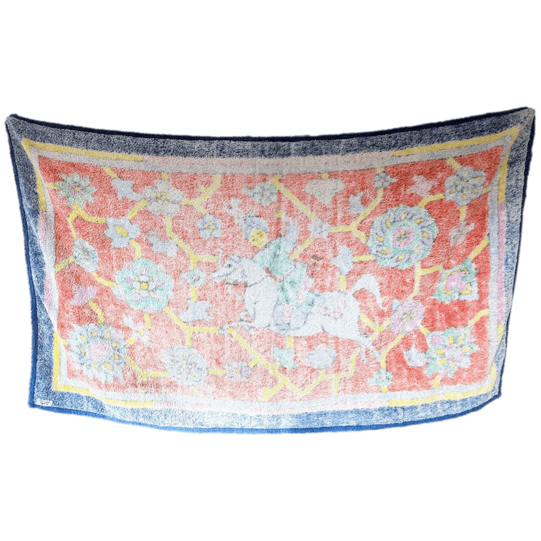 HERMES Les Jardins d'Armenie Beach Towel Red Blue Multicolor GM 90 x 150 cm Pristine