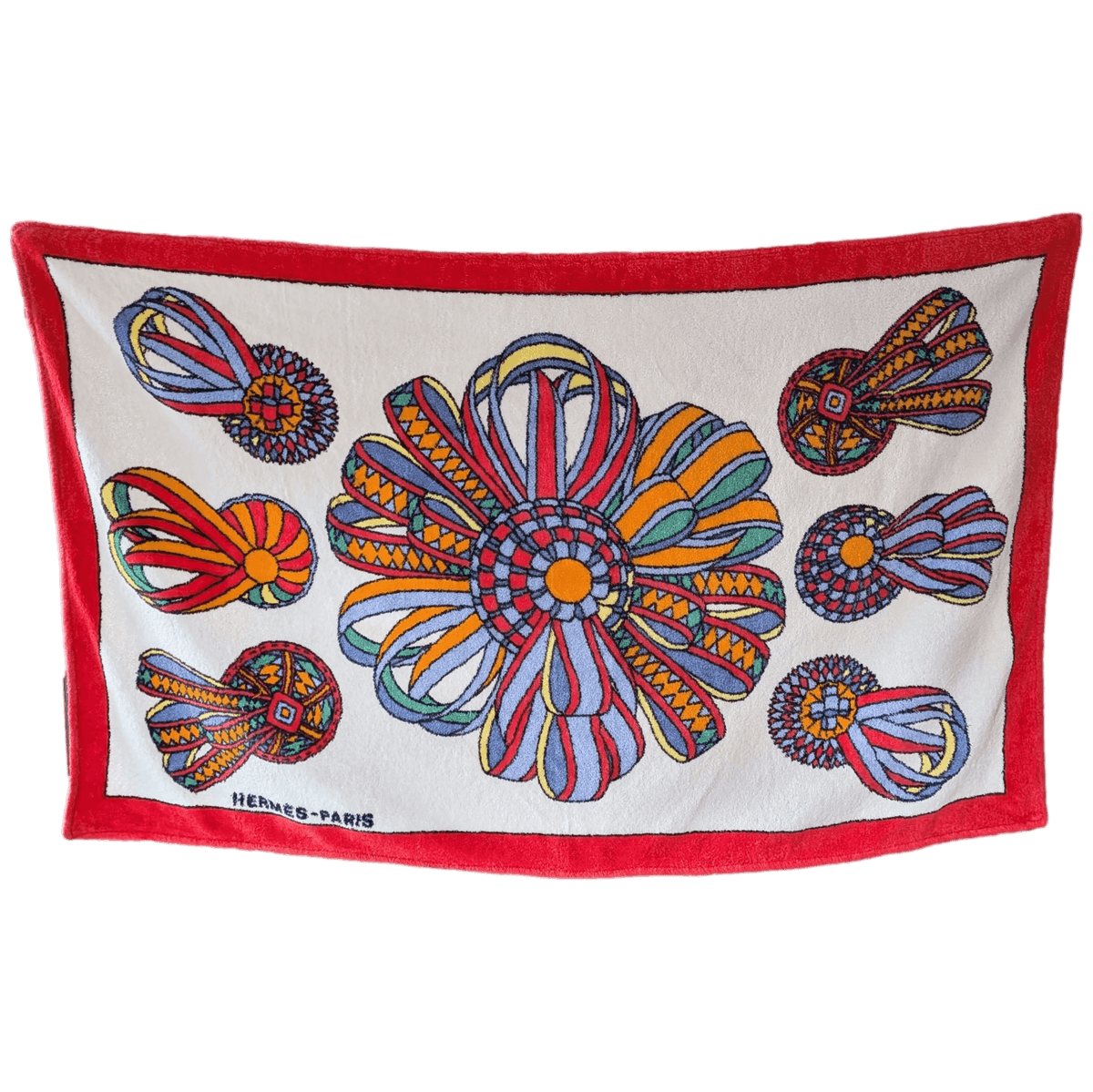 HERMES Les Rubans du Cheval Beach Towel Multicolor GM 90 x 150 cm New