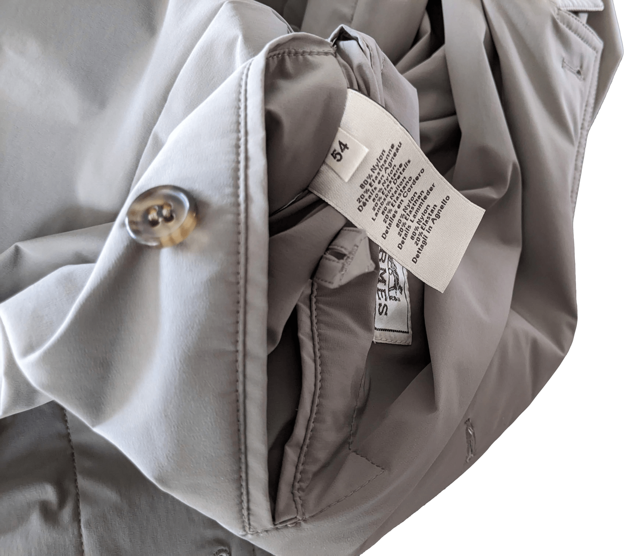 HERMES LIVERPOOL Toilovent Techinique Deperlente with Lambskin Detail Men's Impermeable Coat Sz54