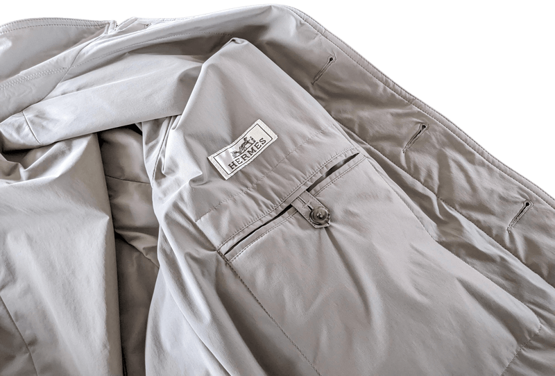 HERMES LIVERPOOL Toilovent Techinique Deperlente with Lambskin Detail Men's Impermeable Coat Sz54