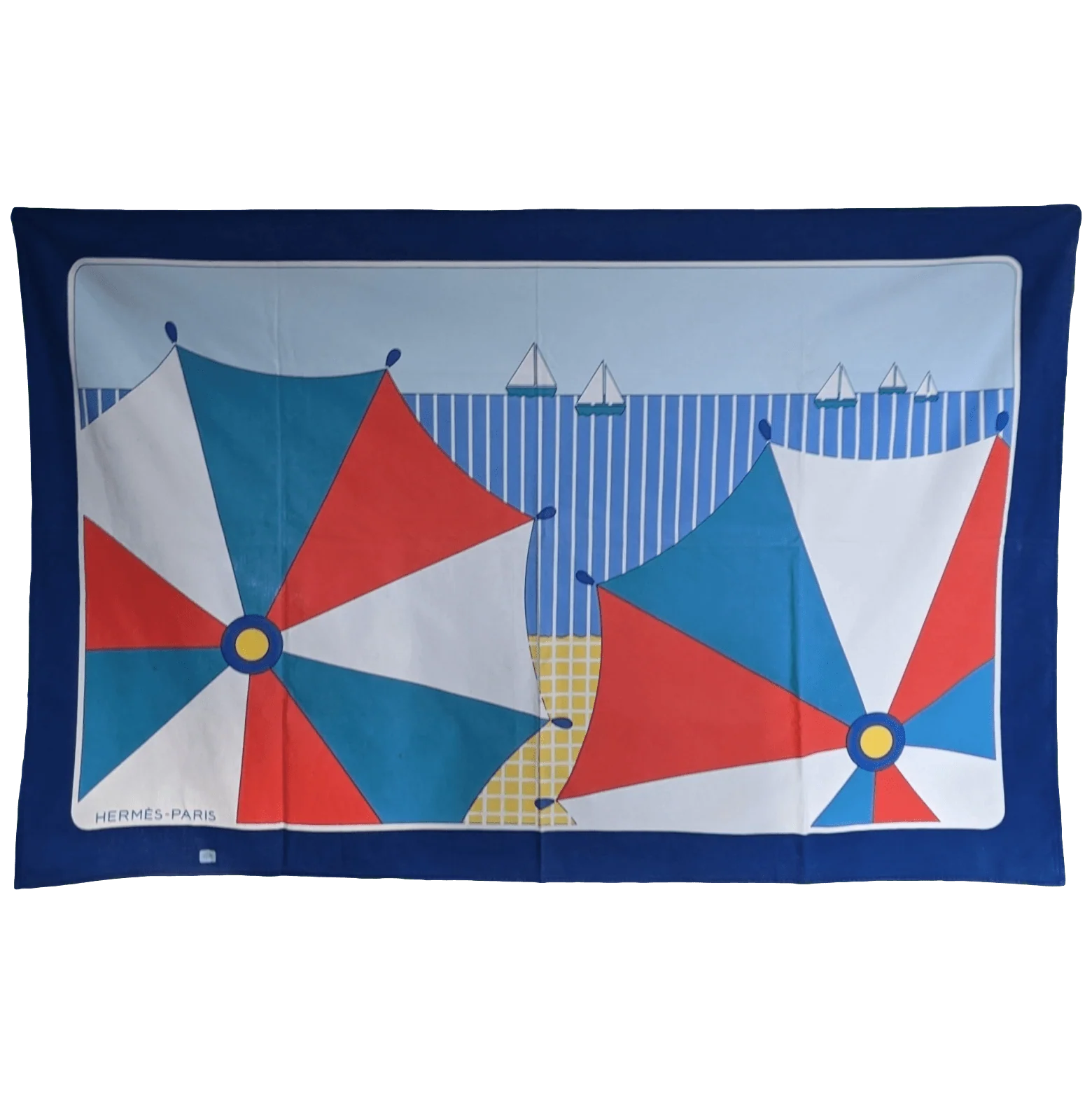 HERMES Vintage Parasols Cotton Tablecloth 150 x 182 cm
