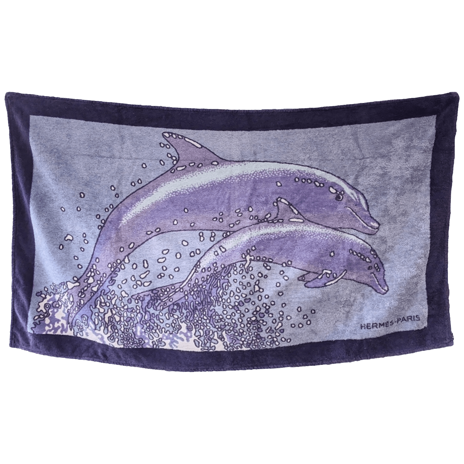 HERMES LOT OF 2 (Gloria Soli XXL, DOLPHIN) Vintage Terry Beach Towels