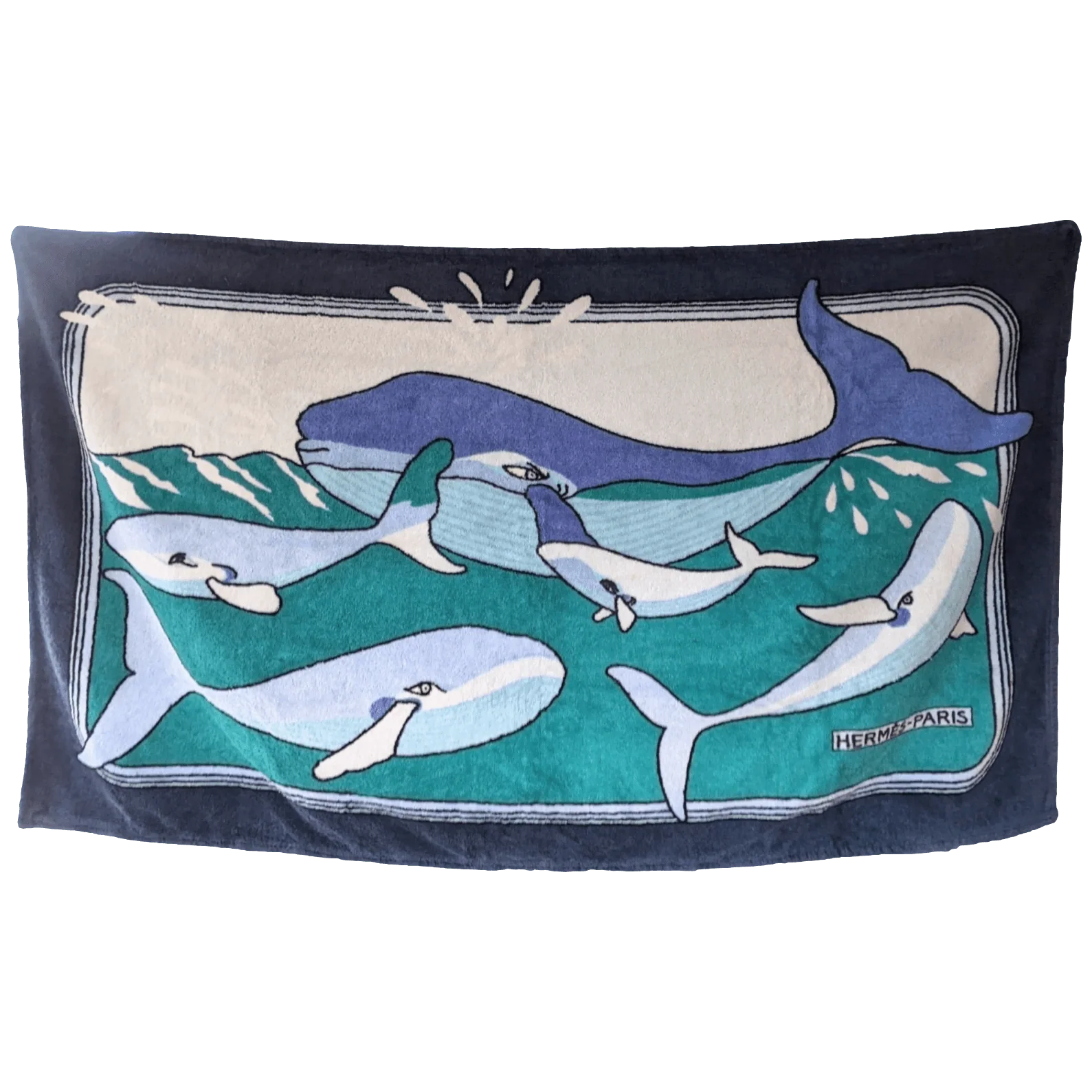 HERMES Baleines Terry Beach Towel 90 x 150 cm A20241105.1