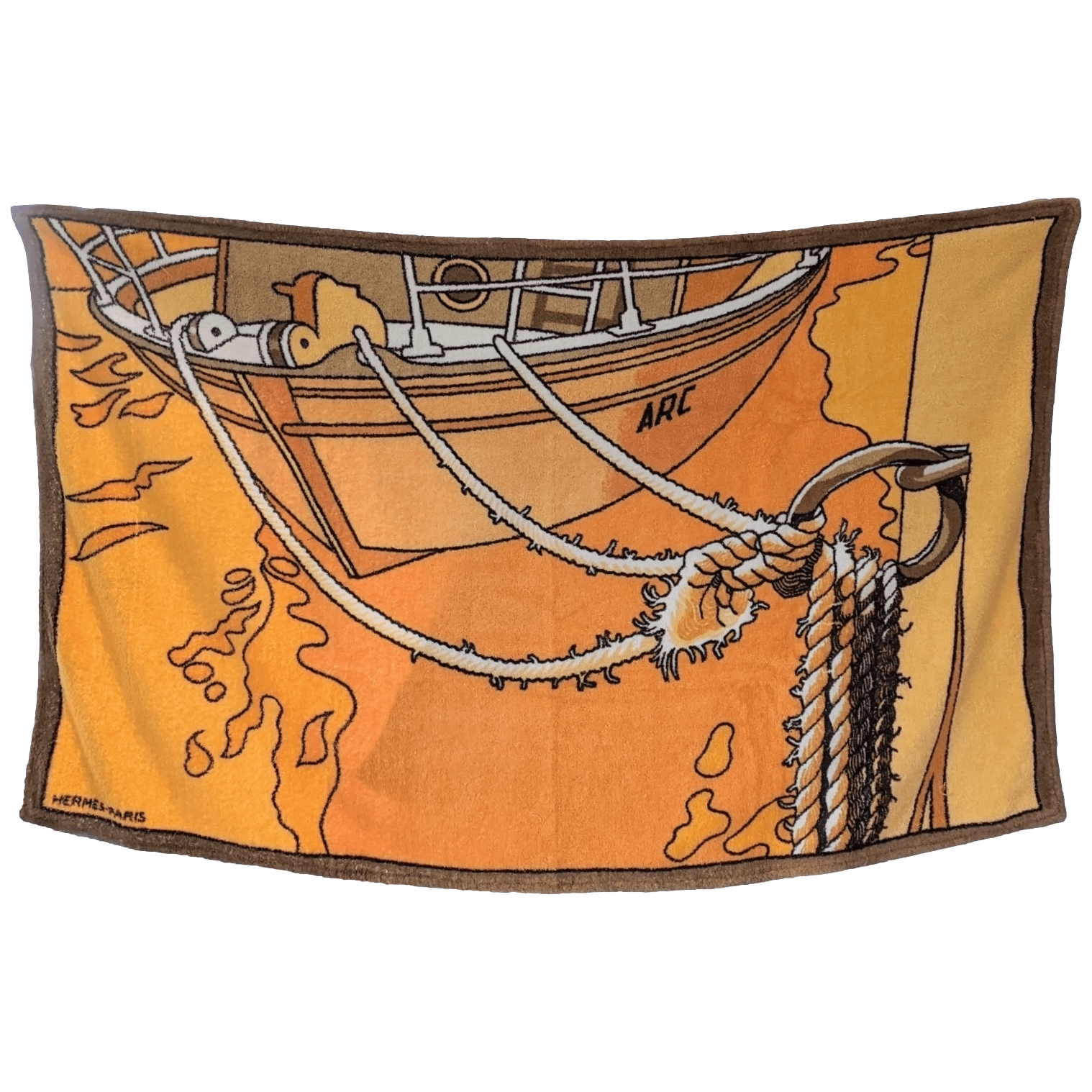 HERMES Vintage Cordage Beach Towel GM 90 x 150 cm Orange Cotton