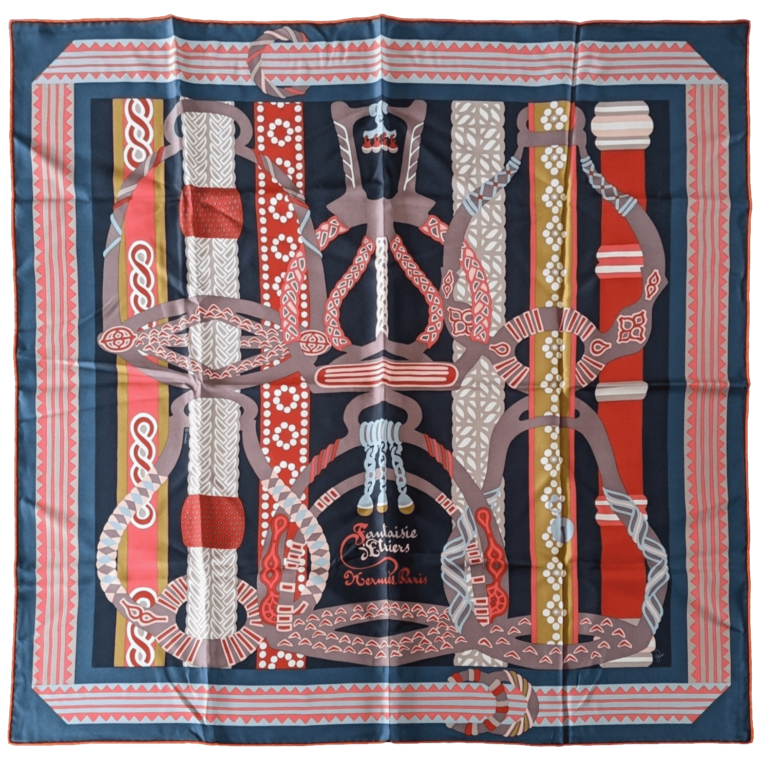 HERMES Lot de 5 Twll Silk Scarves 90 x 90 cm