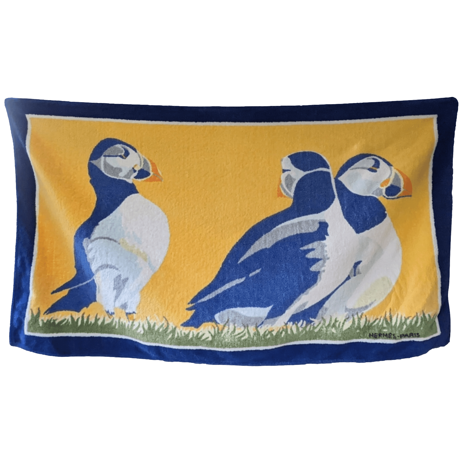 HERMES Lot of 2 (Macareux, Coquillage) Terry Cotton Beach Towel 90 x 150 cm