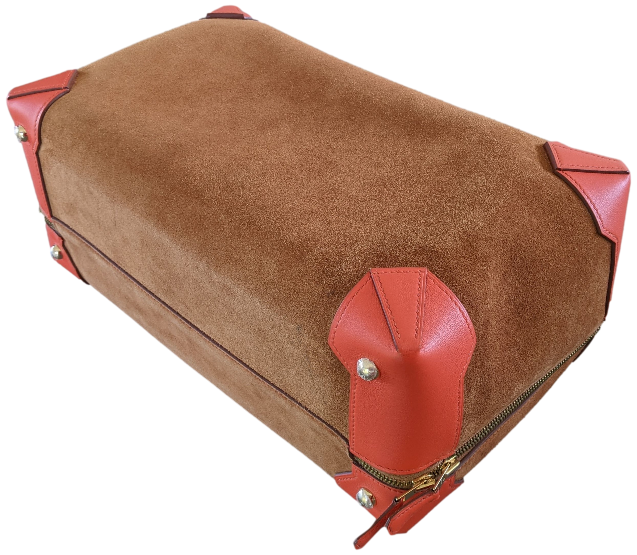 HERMES 2011 MAXI BOX 29 Fauve Grizzly Suede & Capucine Evercolor Bag