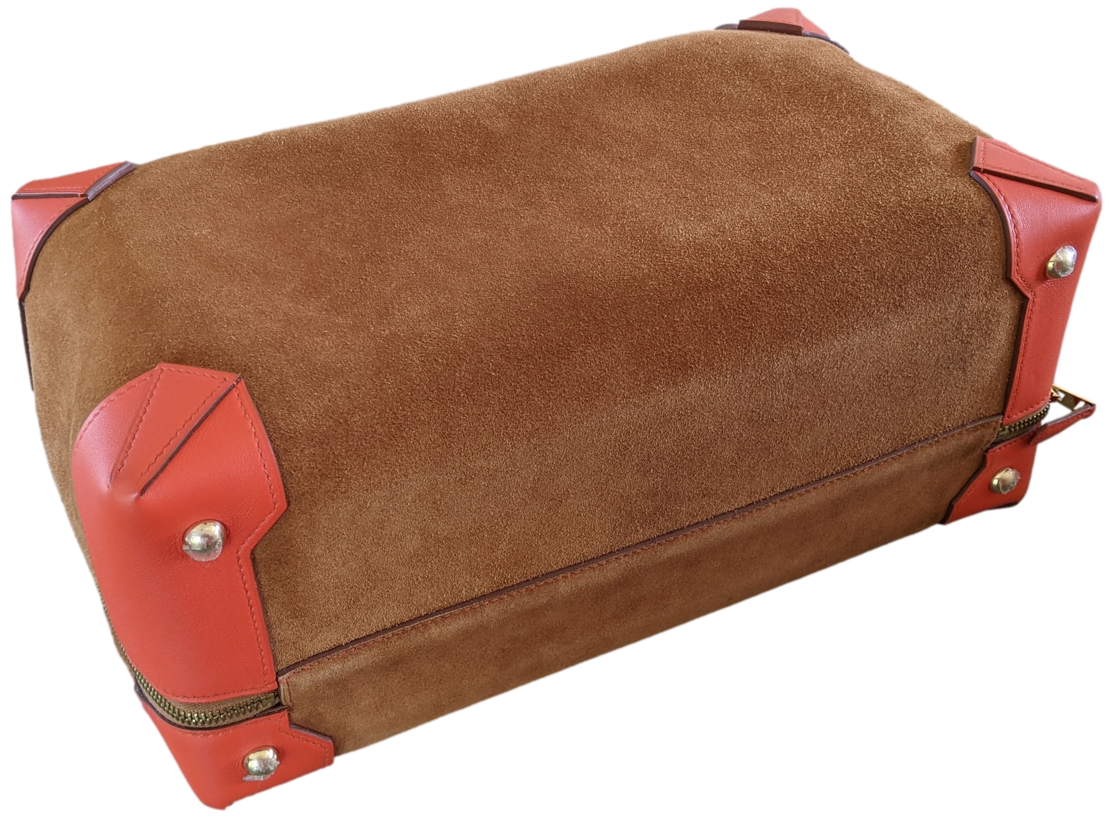HERMES 2011 MAXI BOX 29 Fauve Grizzly Suede & Capucine Evercolor Bag